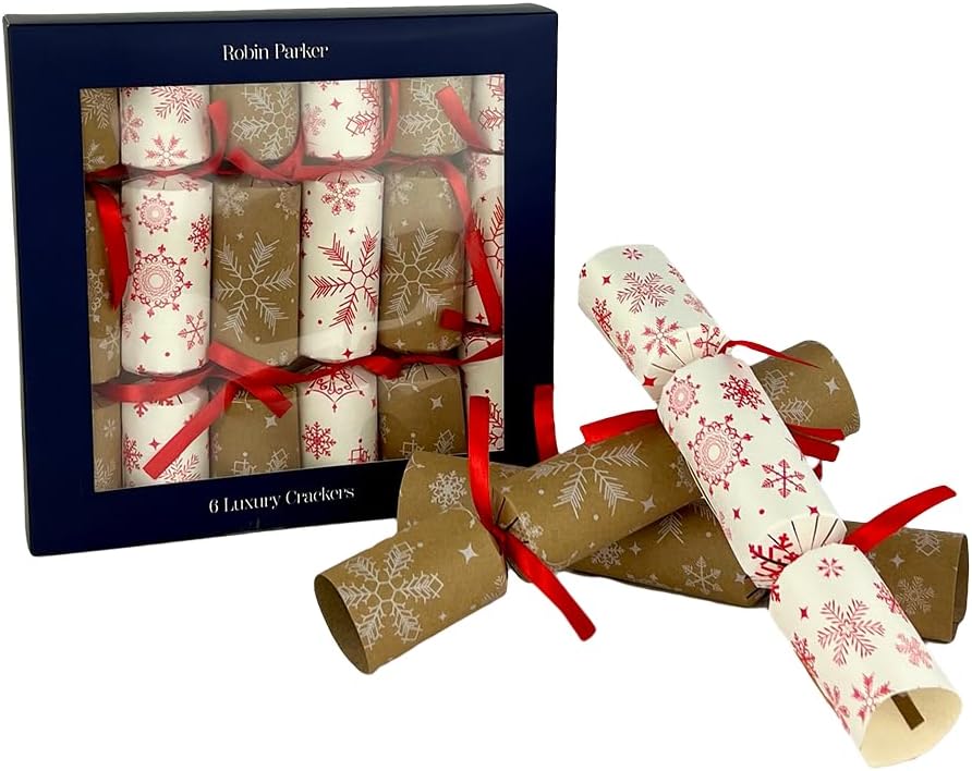 6er-Set Weihnachtsknallbonbons für Tischdekoration, Weiss