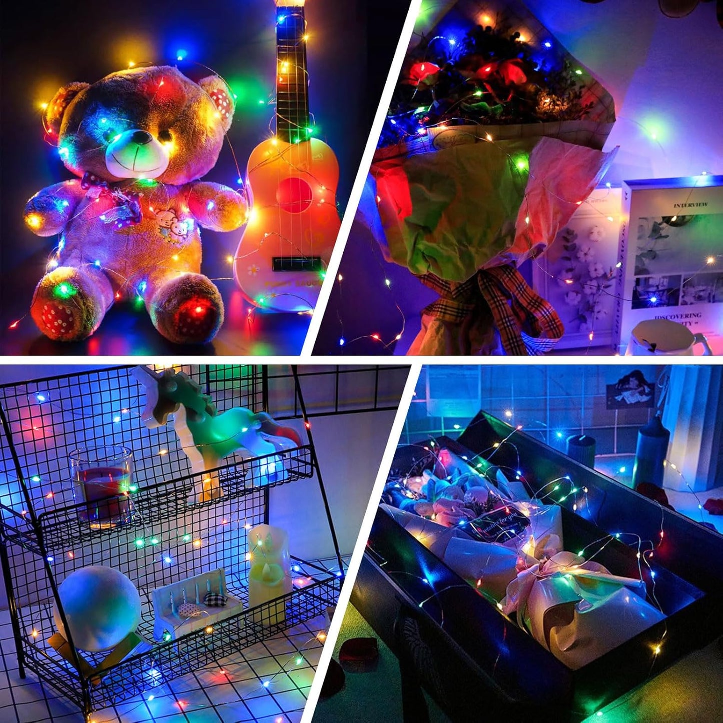 3er Set Solar Lichterkette, Bunt 3 Stück-12M