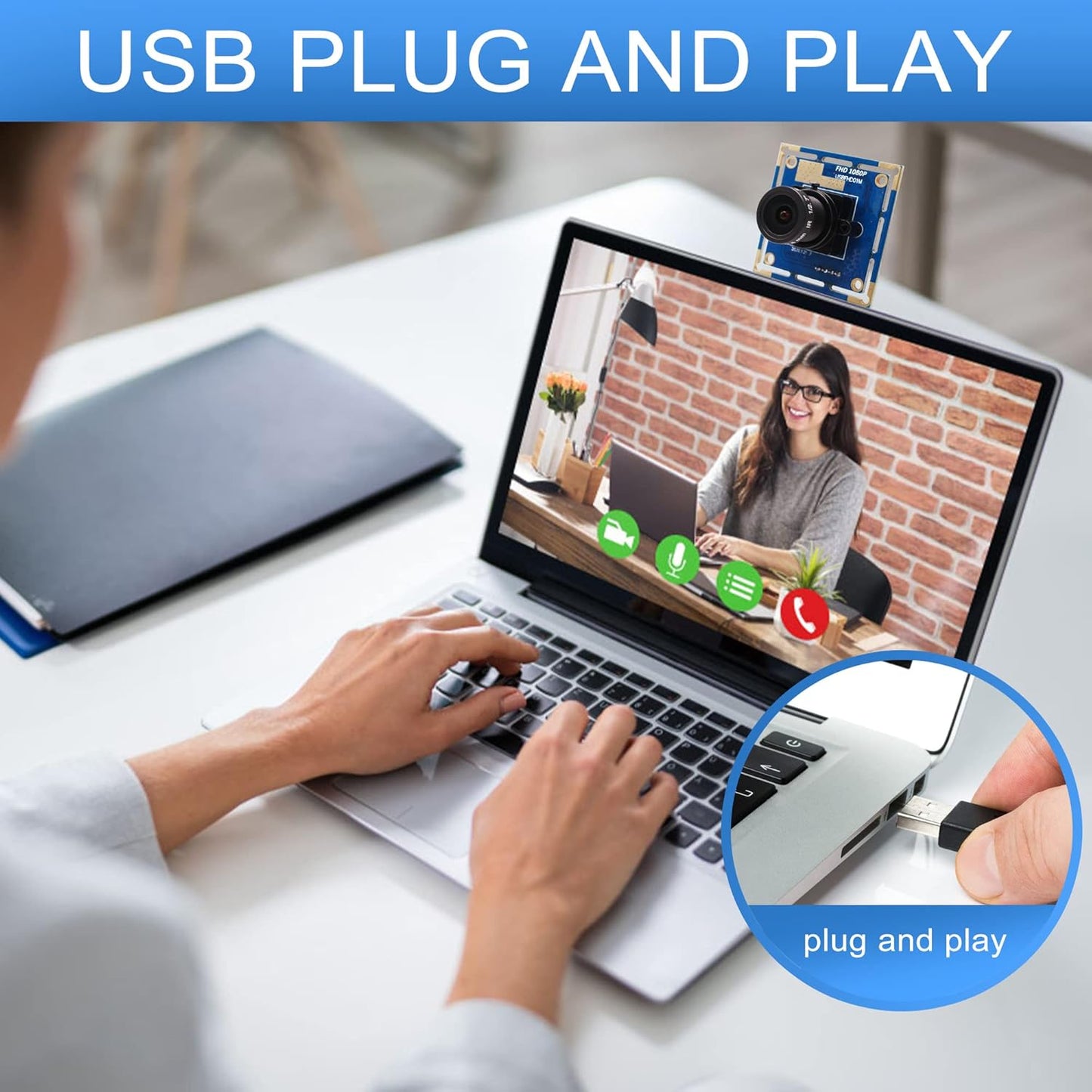 Full HD Webcam 1080P Kamera Modul, 2MP Kamera Module mit 2.8mm Objektiv