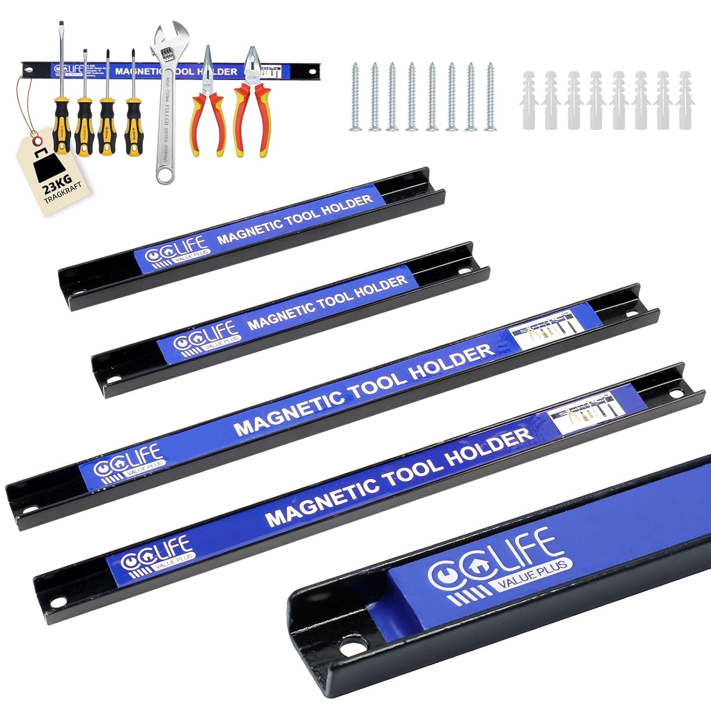 4er-Set Magnetische Werkzeugleisten, 370mm*2+230mm*2