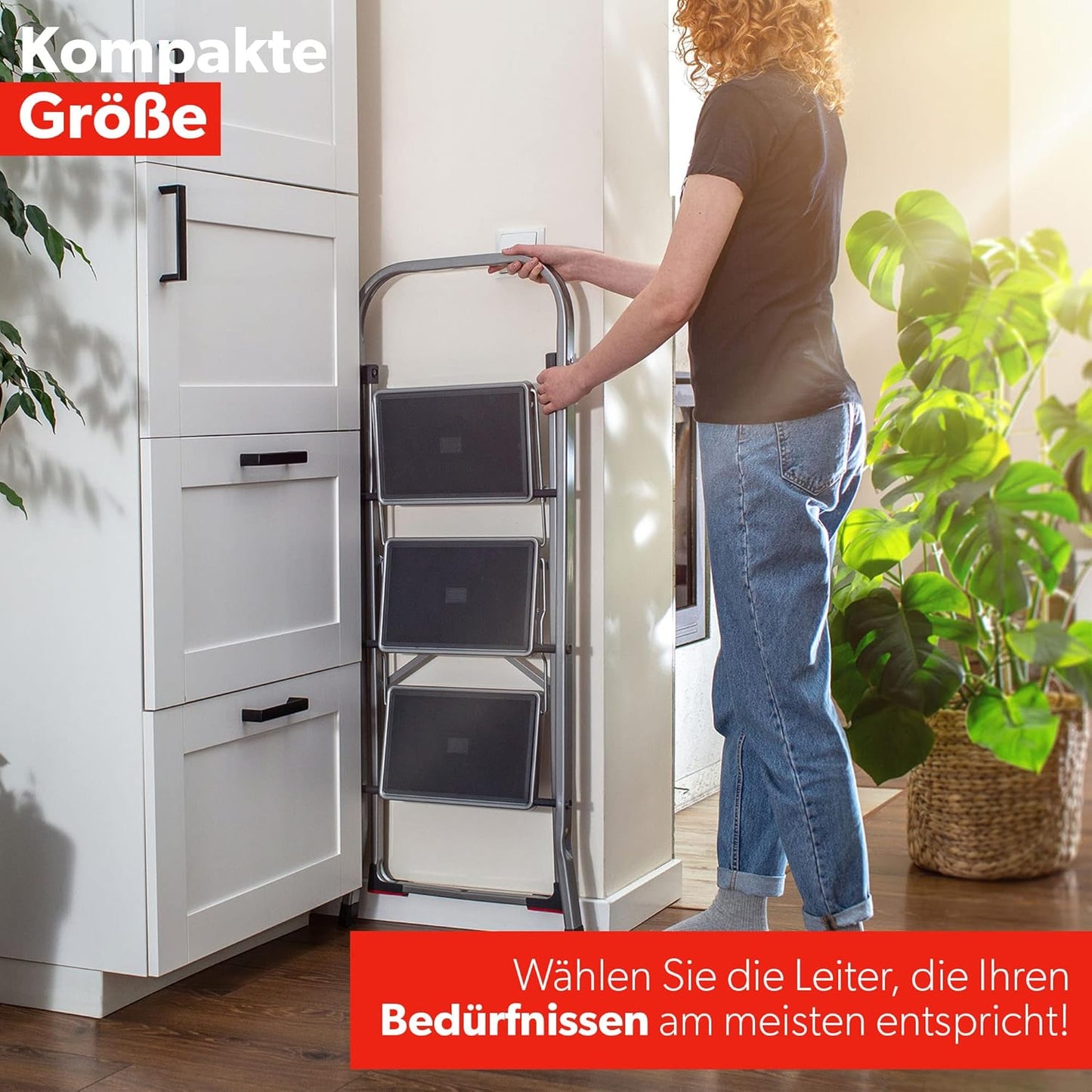 Klappleiter mit 3 rutschfesten Stufen, 3 Stufen