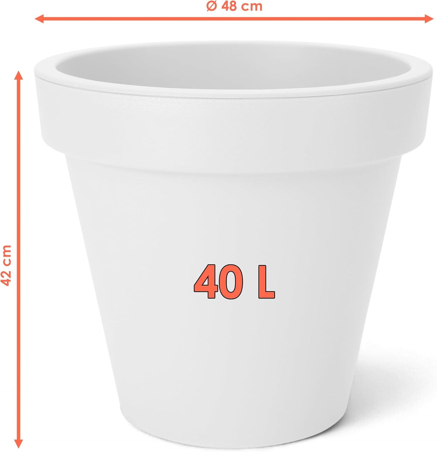 Grosser runder Pflanzkübel für Innen und Aussen, Ø 48 cm Weiss