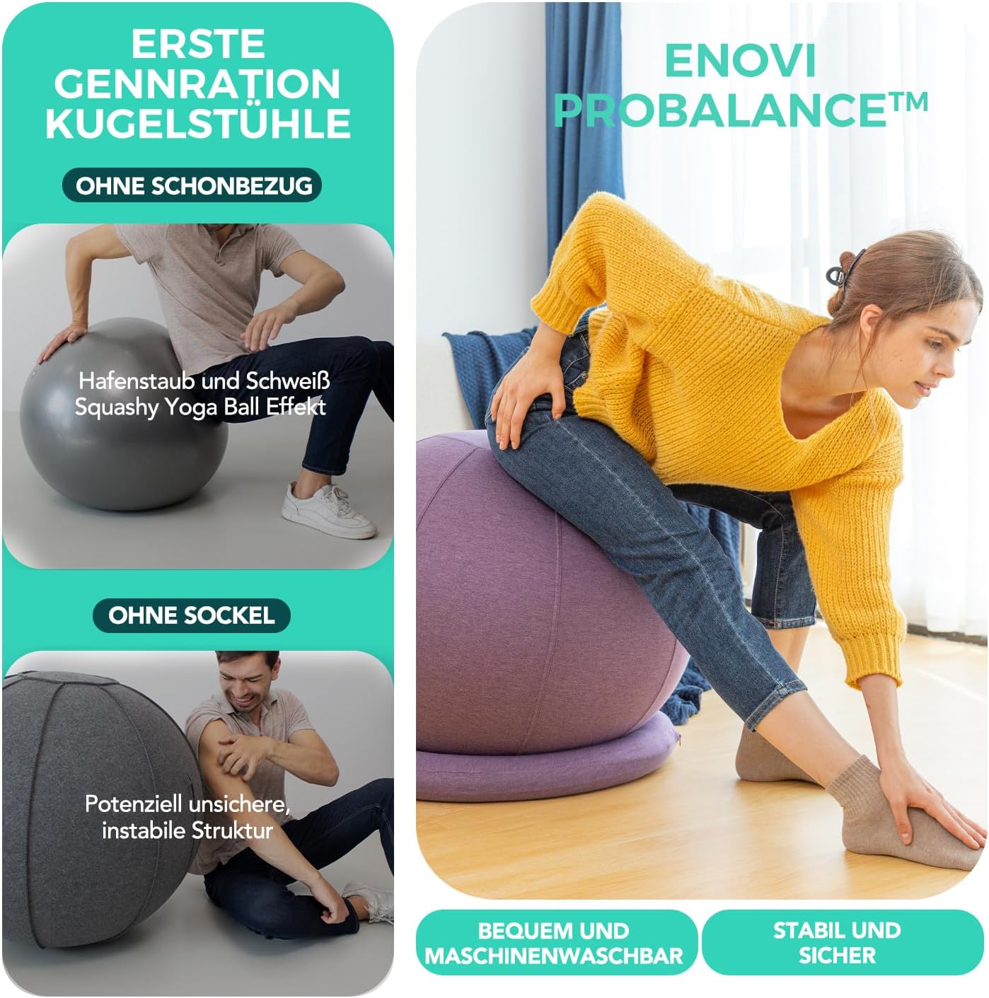 ProfiBalance Gymnastikball mit Abdeckung, Sonnenuntergang Gold 70-75cm Sitzhöhe