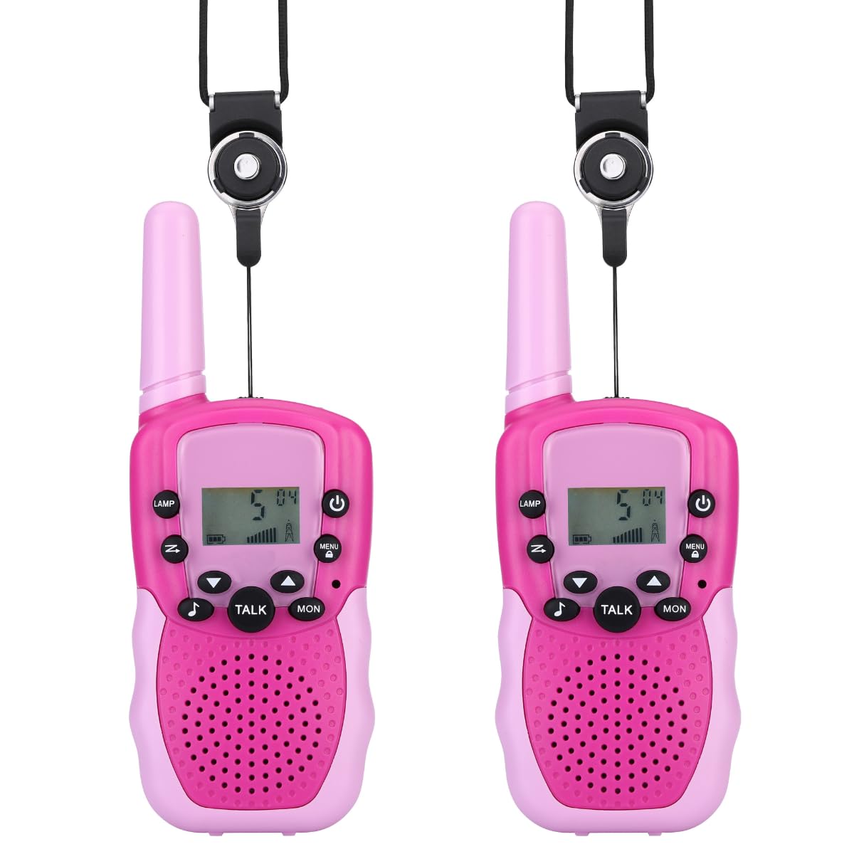 Walkie-Talkies für Kinder mit LED-Display und 22 Kanälen, Rosa