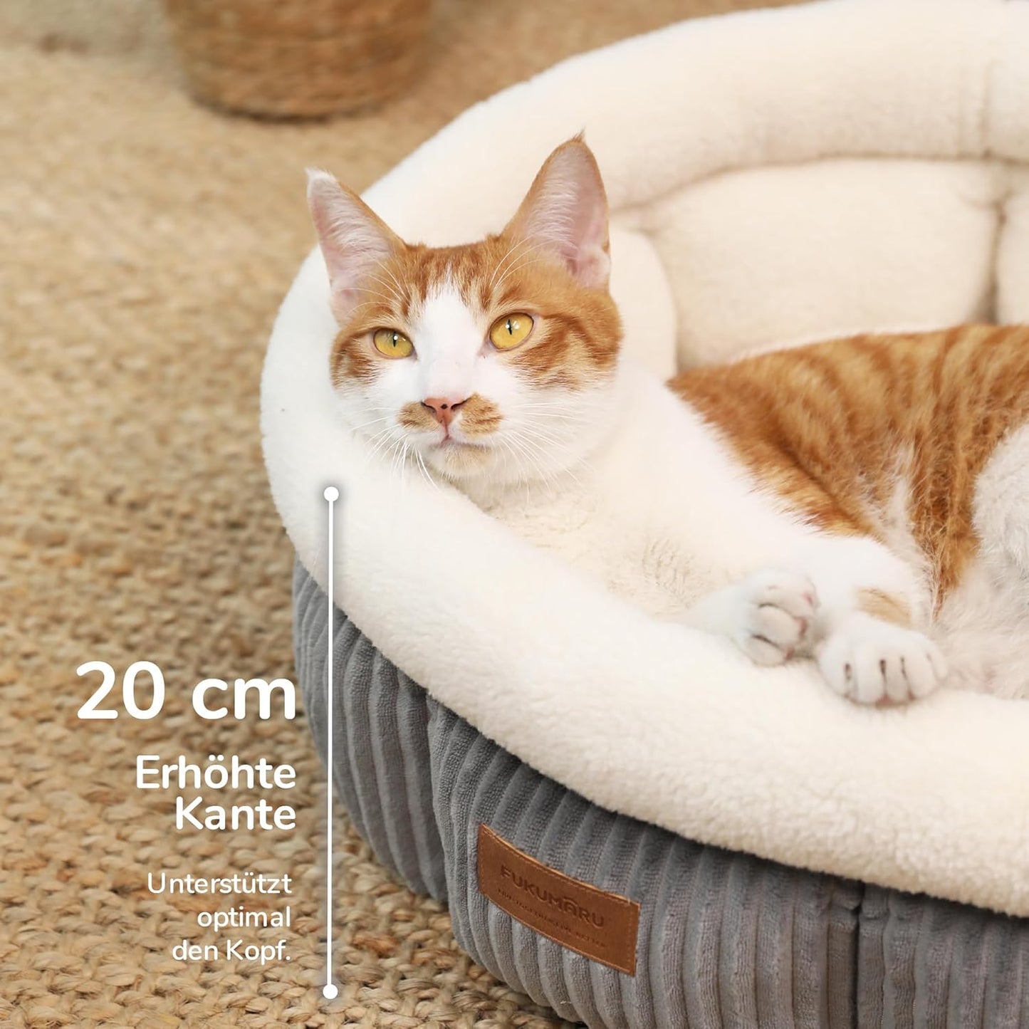Katzenbett mit erhöhtem Rand, waschbar, grau