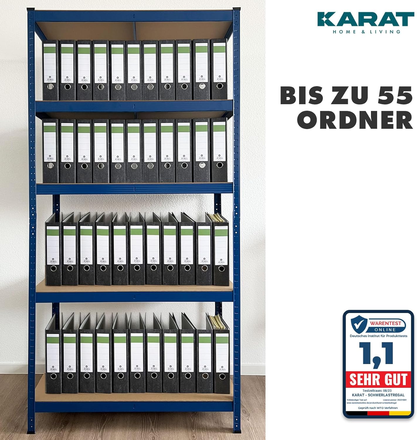 2er-Set Schwerlastregal mit 5 Böden, 150 x 75 x 30 cm Blau