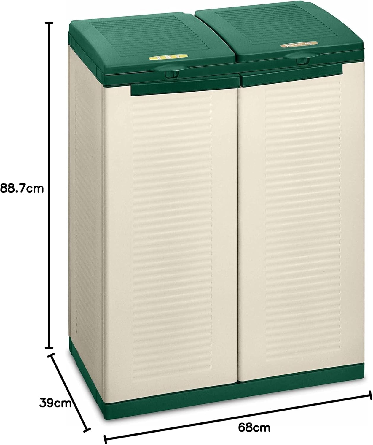 Mülltrenn-Schrank mit 2 Fächern für Innen/Aussen (Ecocab 2), Beige 2 Fächer