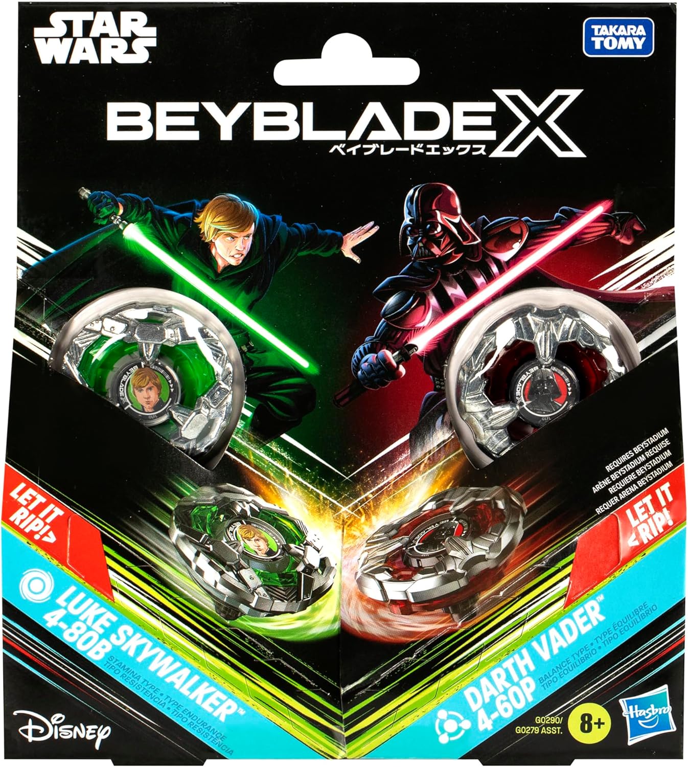 Beyblade X und Star Wars Collab Luke Skywalker 4-80B vs. Darth Vader 4-60B Multipack, Set, LUKE SKYWALKER VS DARTH VADER MULTIPACK