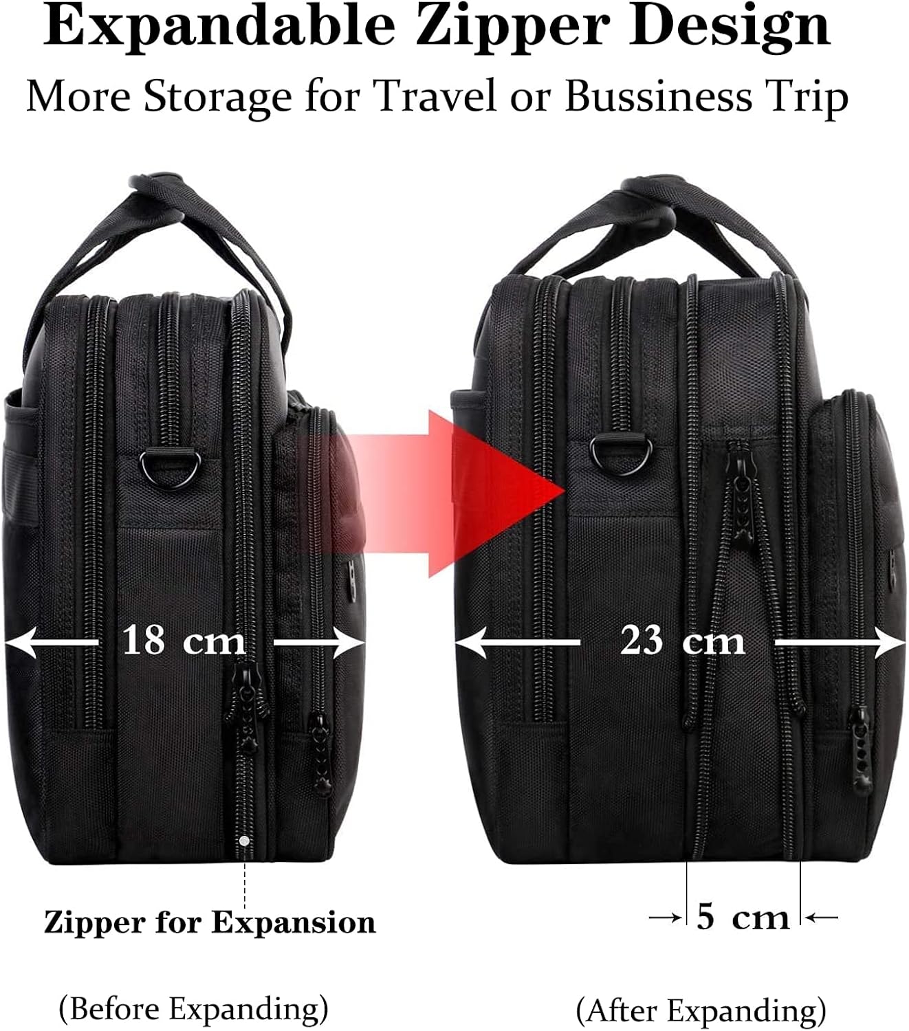 Erweiterbare Business-Laptoptasche, 17 Zoll
