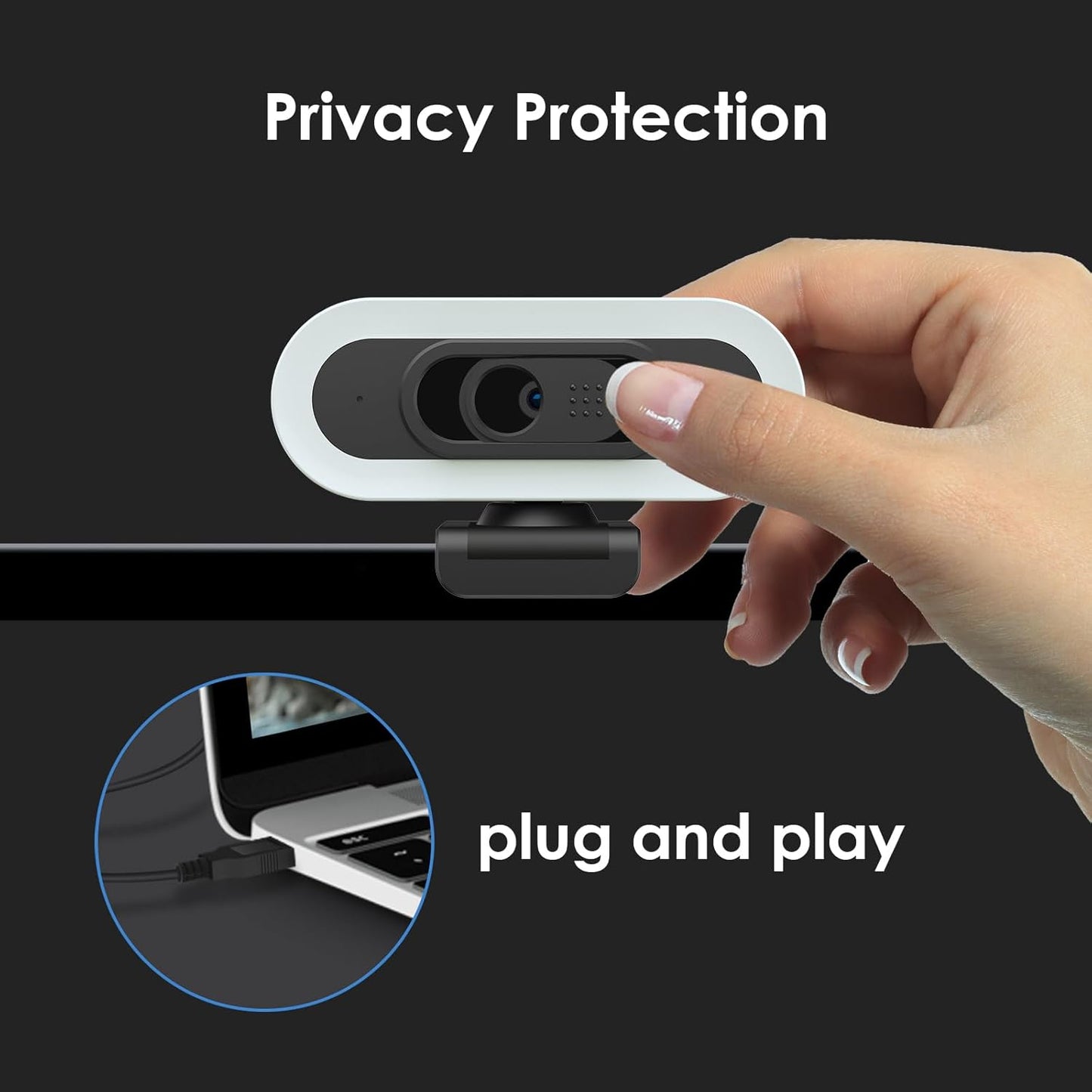 Webcam HD 2K mit Ringlicht und Autofokus, W4LS 2K
