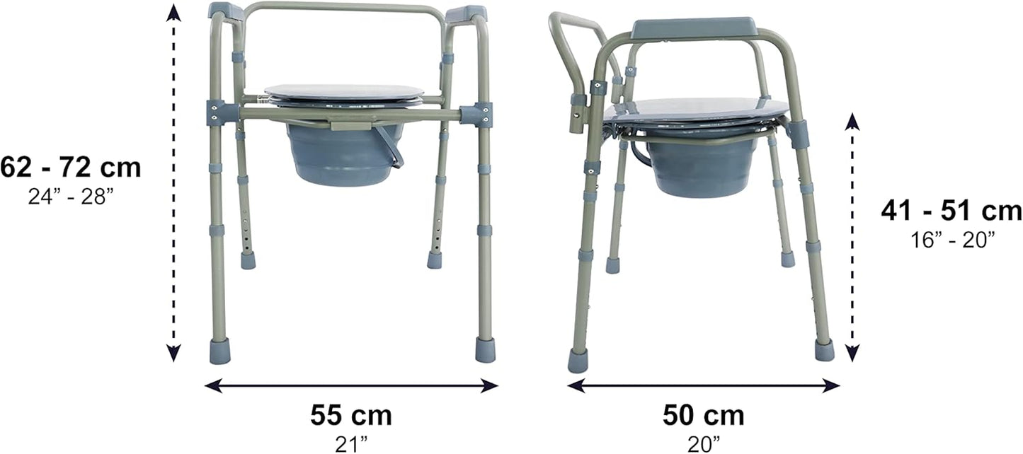 Höhenverstellbarer Toilettenstuhl für Senioren mit Eimer, Grau