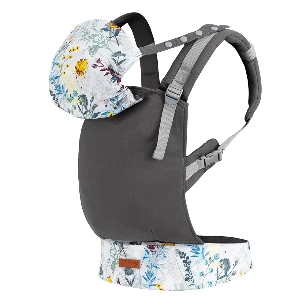 Babytrage für 2 Tragepositionen mit Kapuze und einer Köpfchenstütze, Fleurs