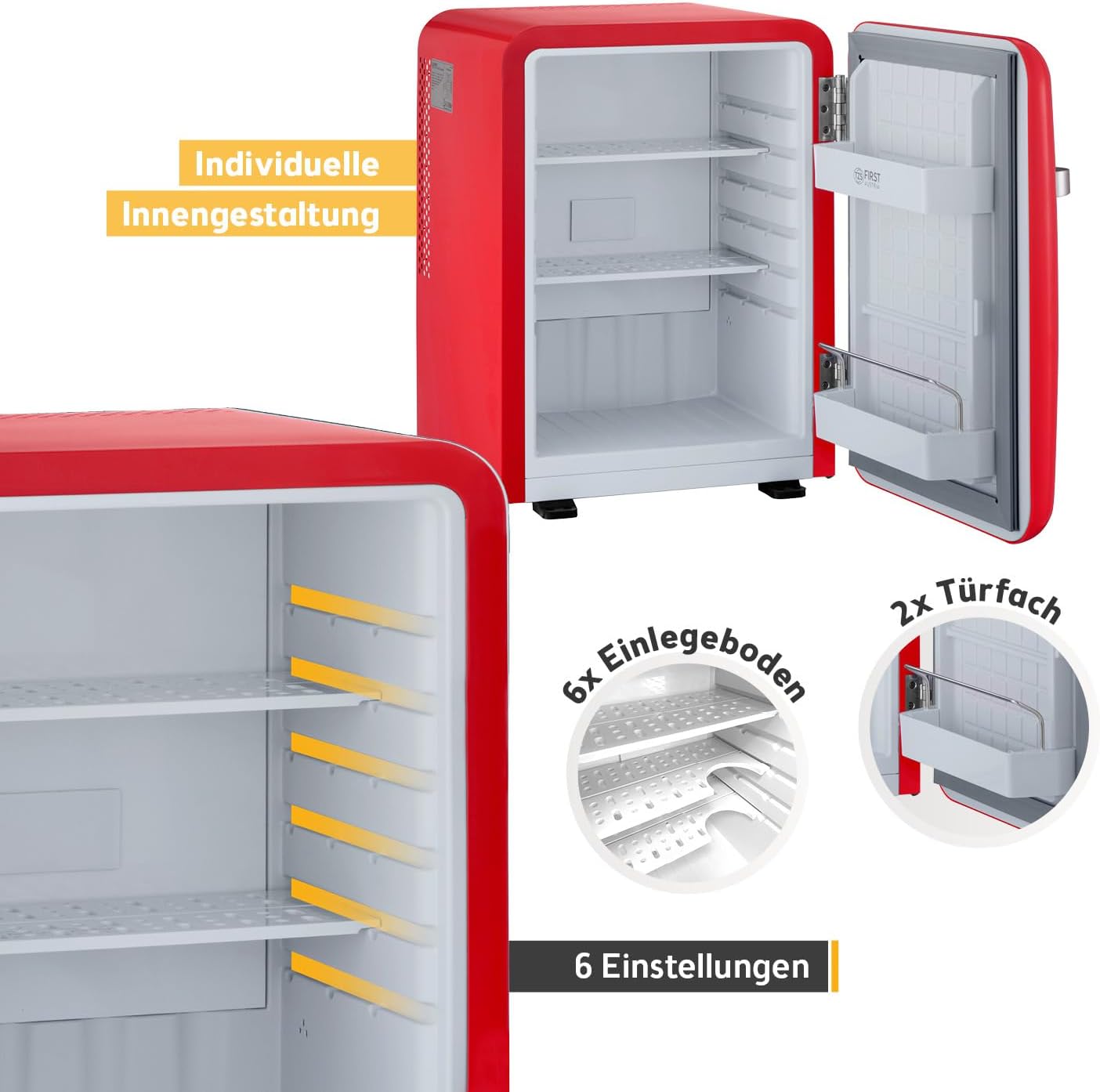 Retro Mini-Kühlschrank, 40 Liter Rot