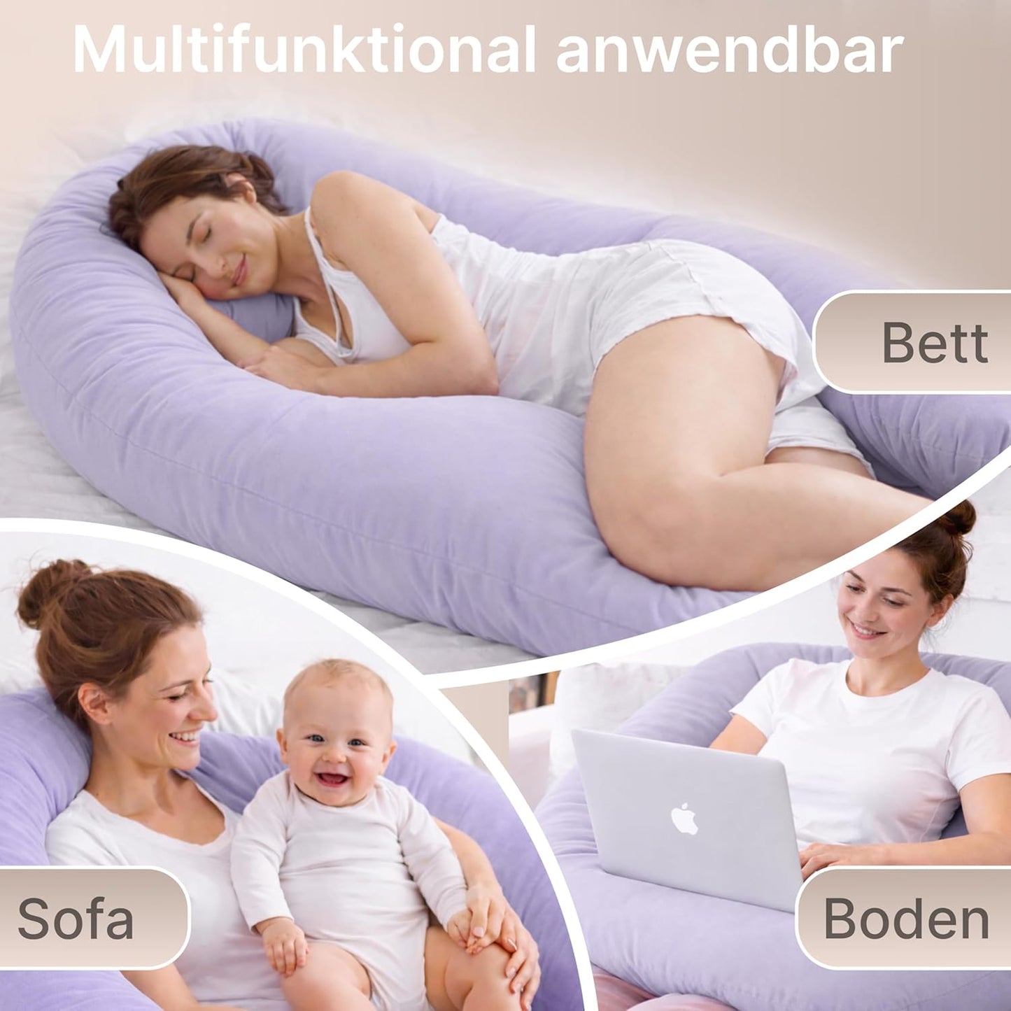 Seitenschläferkissen mit Bezug, Lila