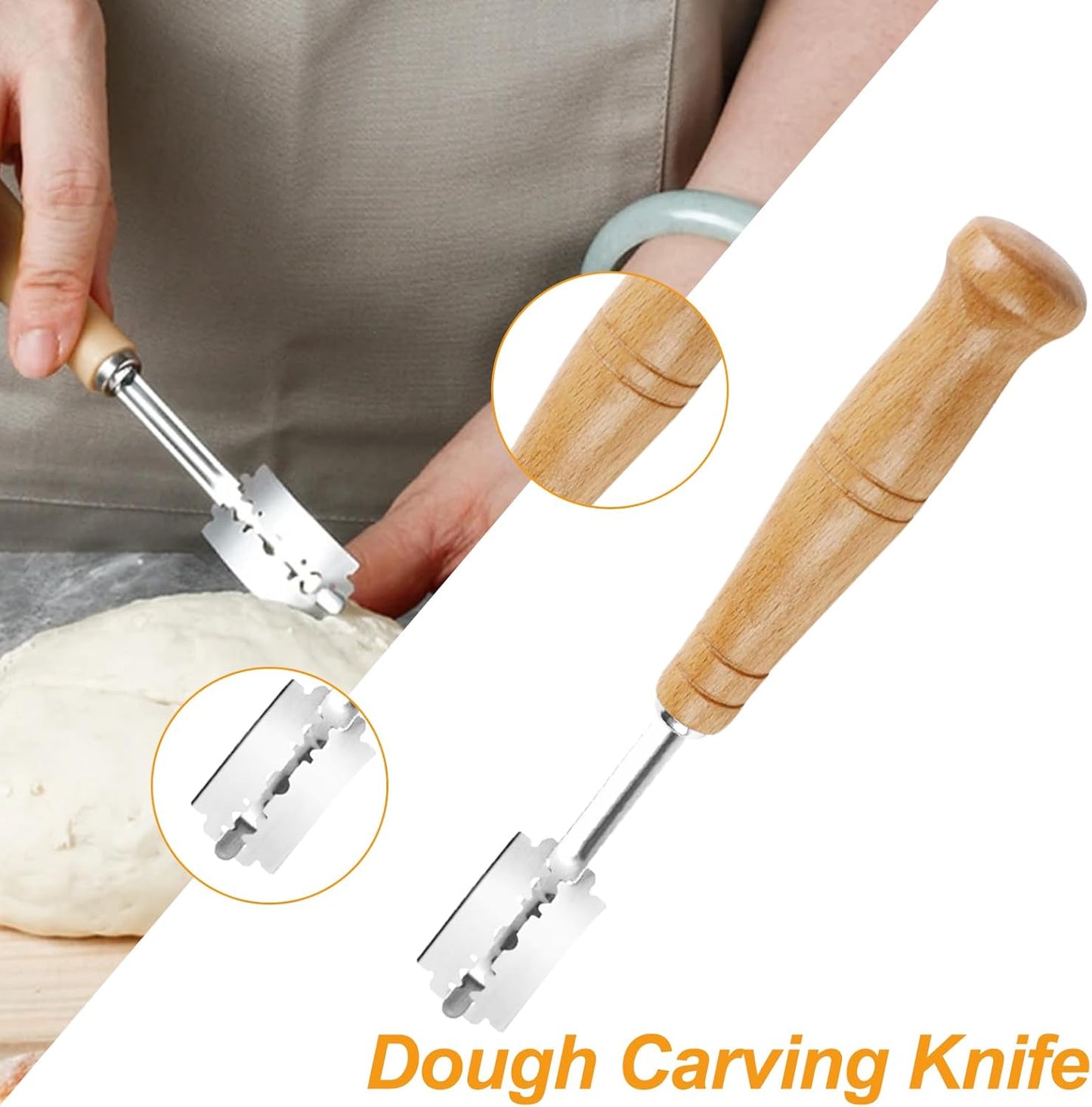 Brot-Gärkörbchen-Set, mit Bäckermesser