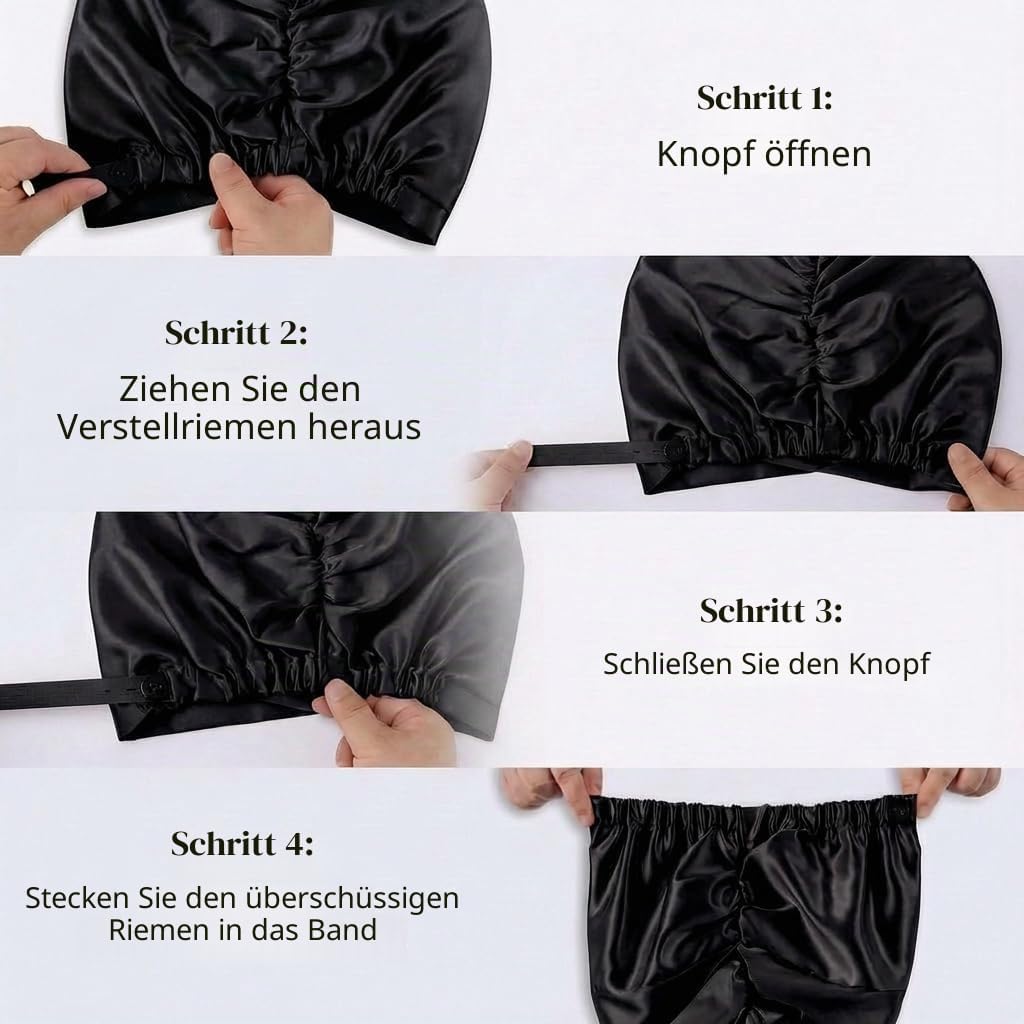 Seidenhaube zum Schlafen, Schwarz