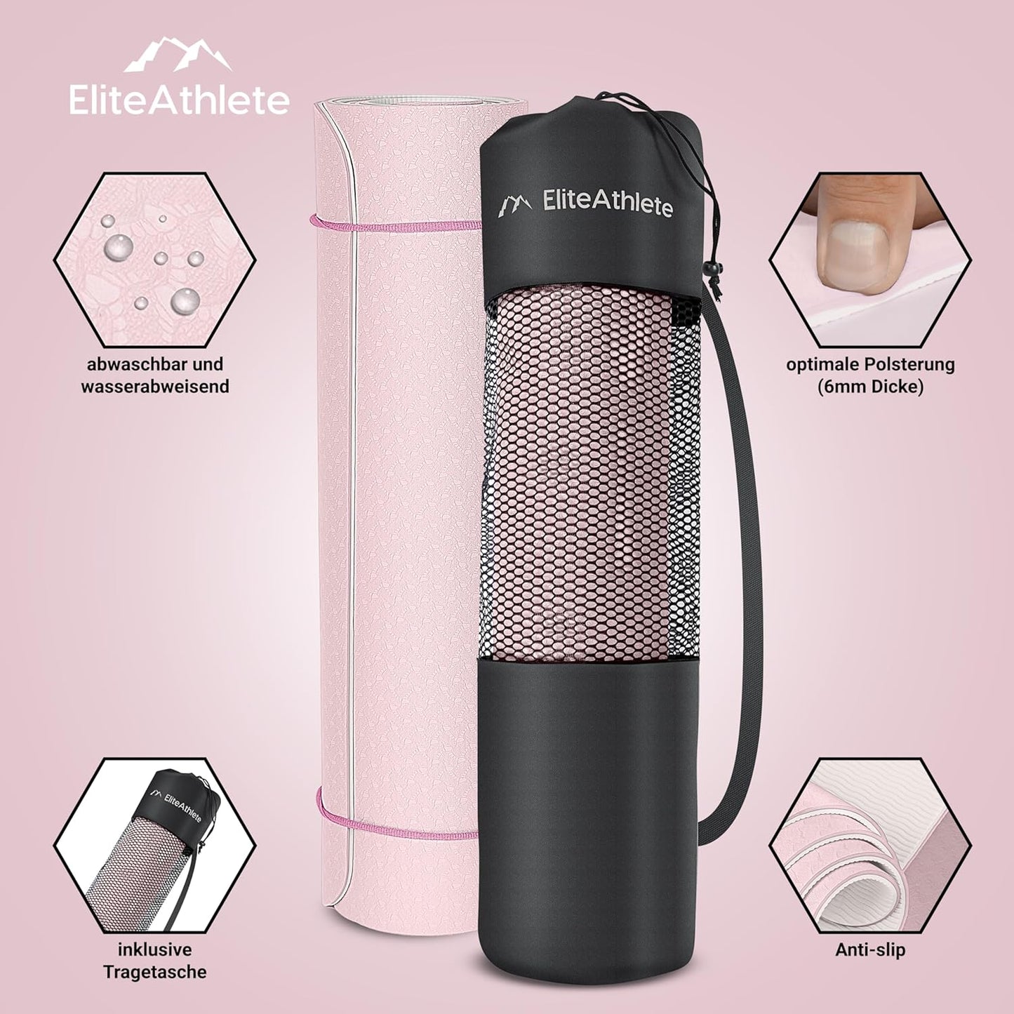 Yogamatte mit Transportgurt & Tasche, Spring Blooms - Light Sand