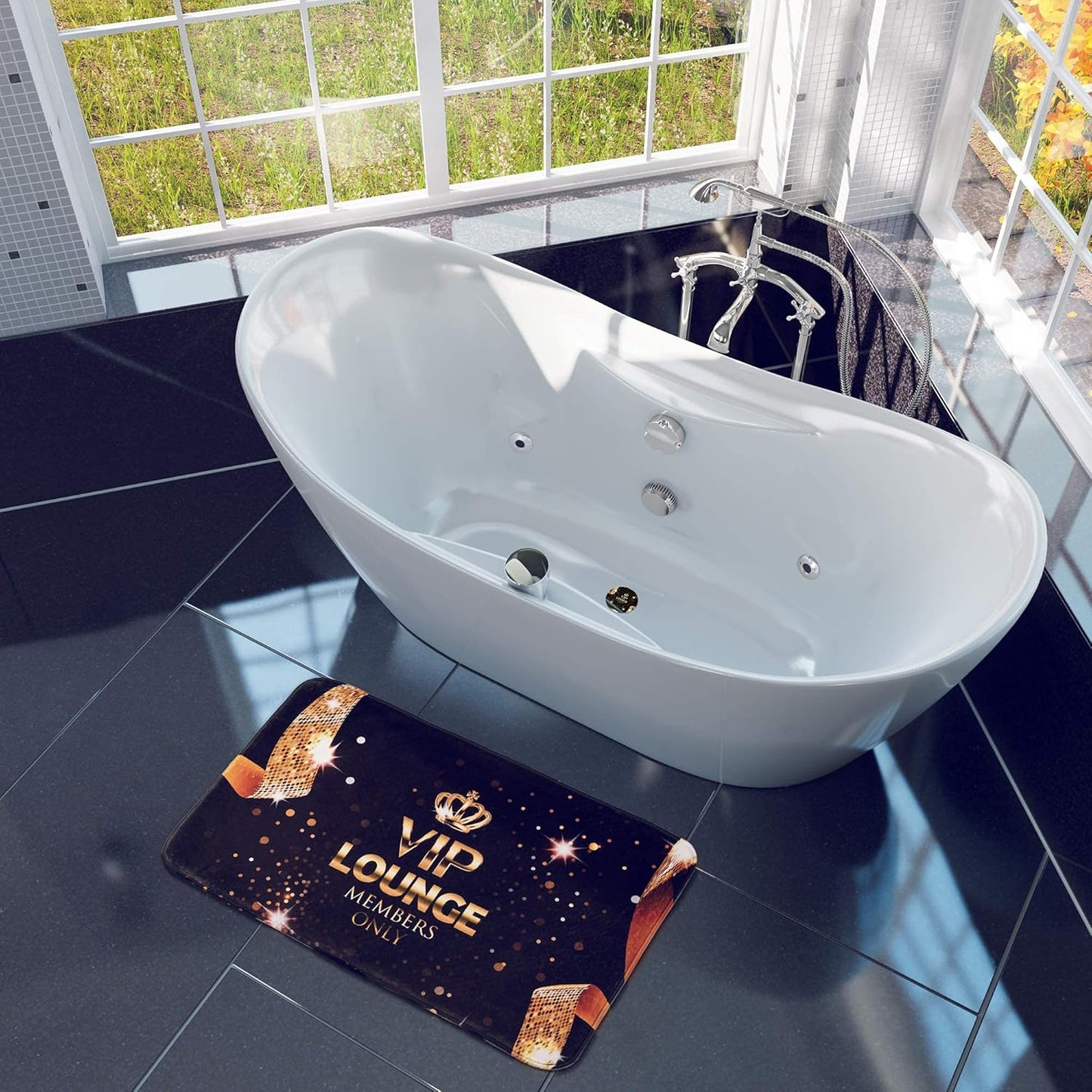 Rutschfester Badteppich, waschbar und weich, Vip Lounge 70 x 110 cm (Rechteckig)