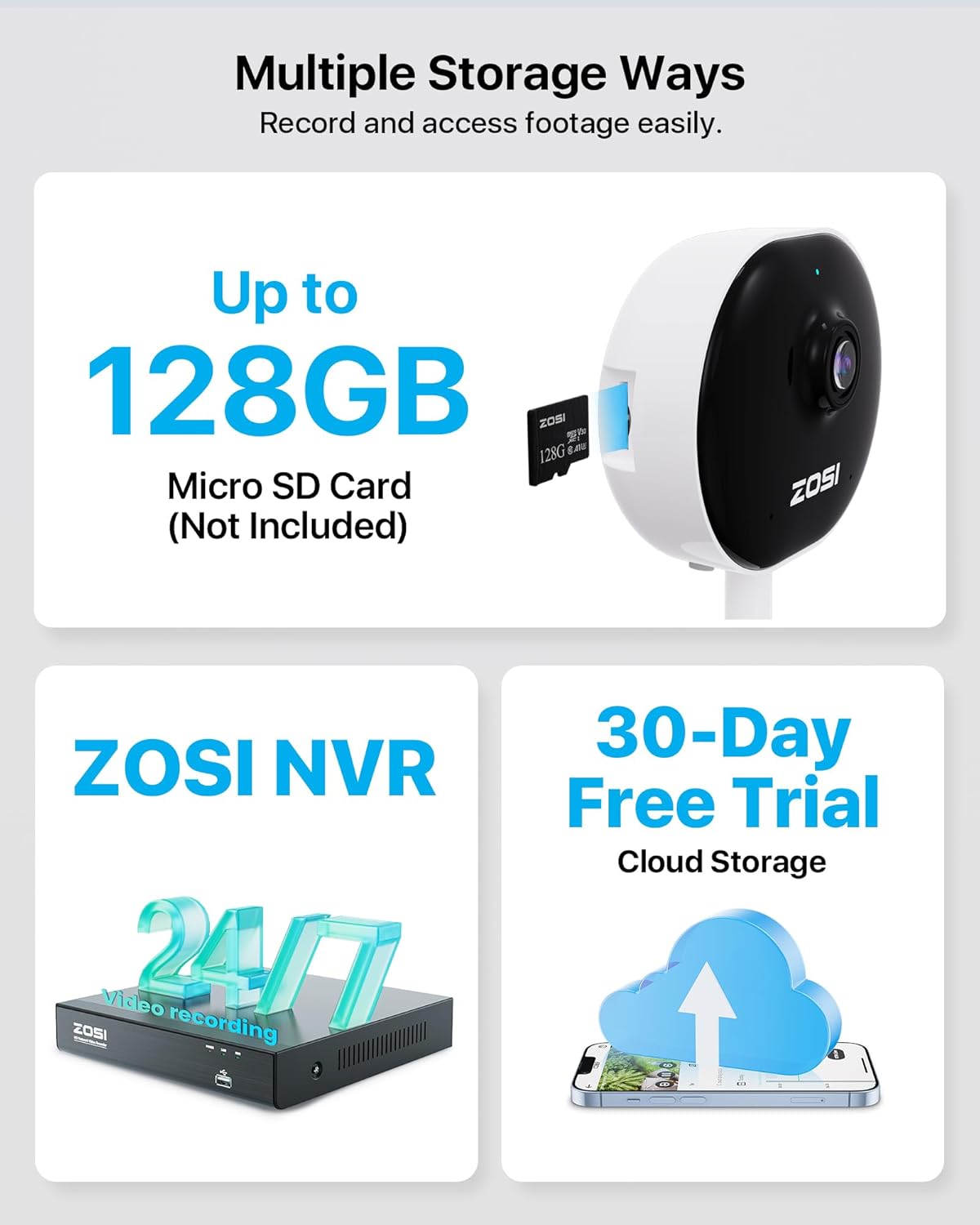 1080P WLAN Überwachungskamera mit KI & Nachtsicht, Weiss 2MP WiFi