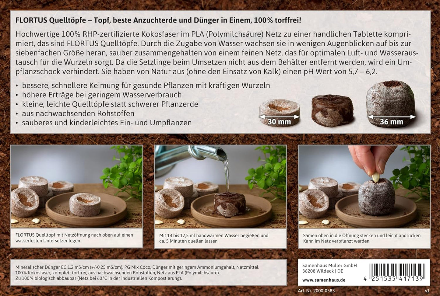BoQube Zimmergewächshaus mit 24 Quelltöpfen, Set kupfer