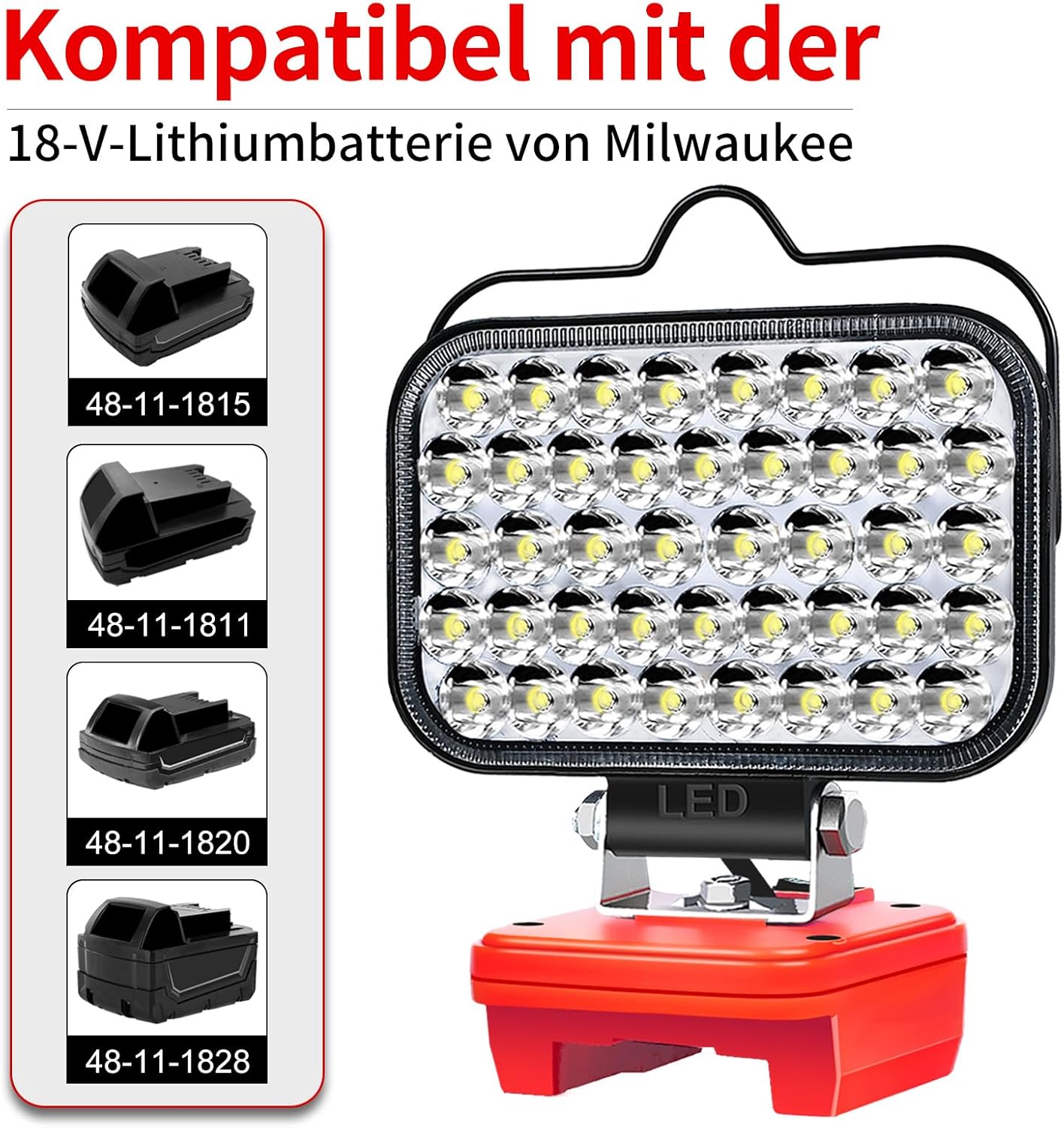 LED Arbeitsleuchte MWQ18V5IN mit USB-Aufladung, Weiss