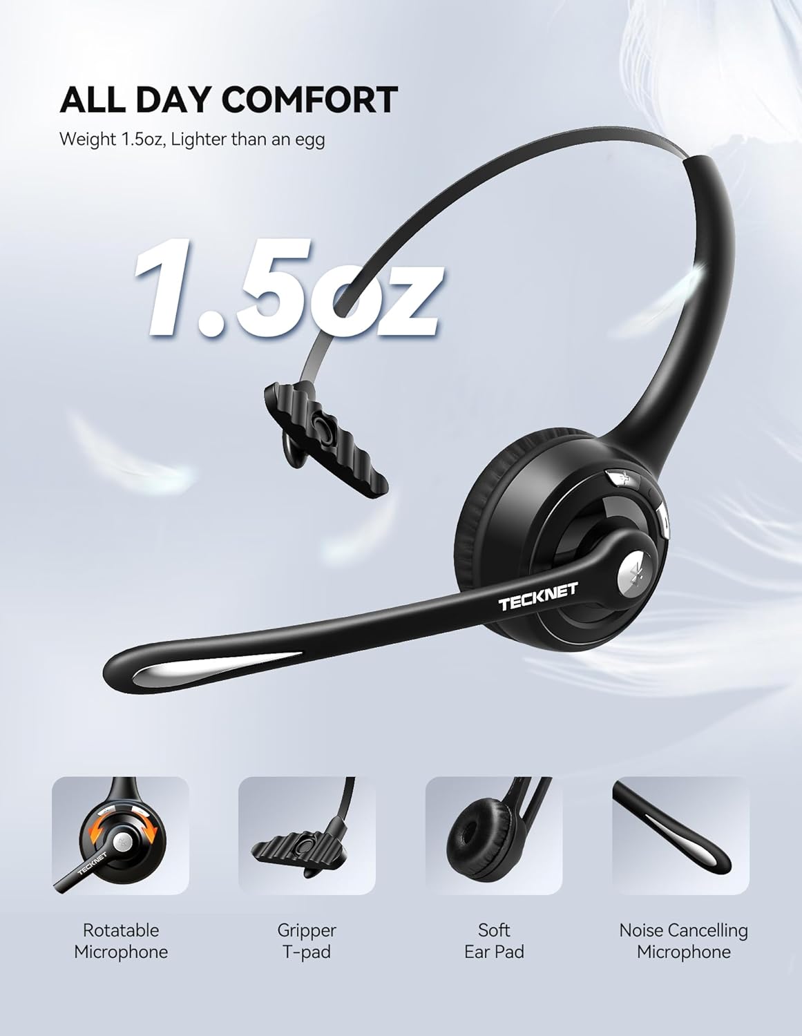 Bluetooth Headset HS004 mit Rauschunterdrückung, Black Bluetooth