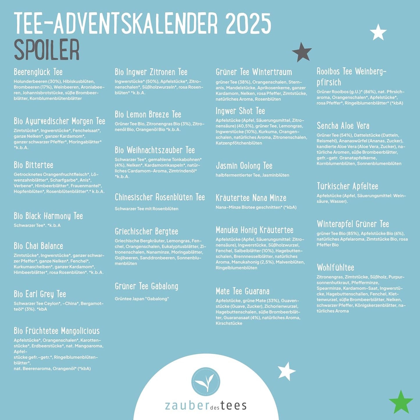 Tee-Adventskalender, Tee-Adventskalender