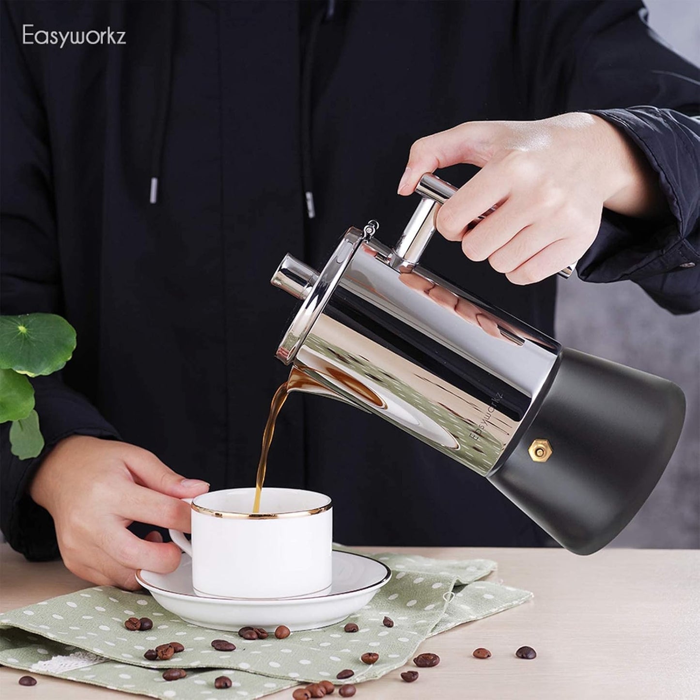 Diego Espressokocher für Herd, 300ml Schwarz