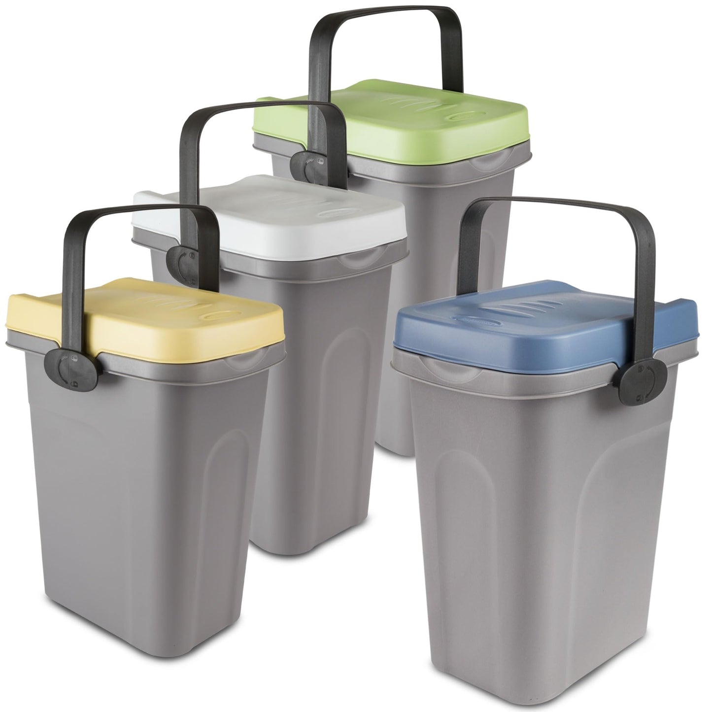 4-teiliges Windeleimer-Set, geruchsdicht, Gelb-grün-blau-weiss 4