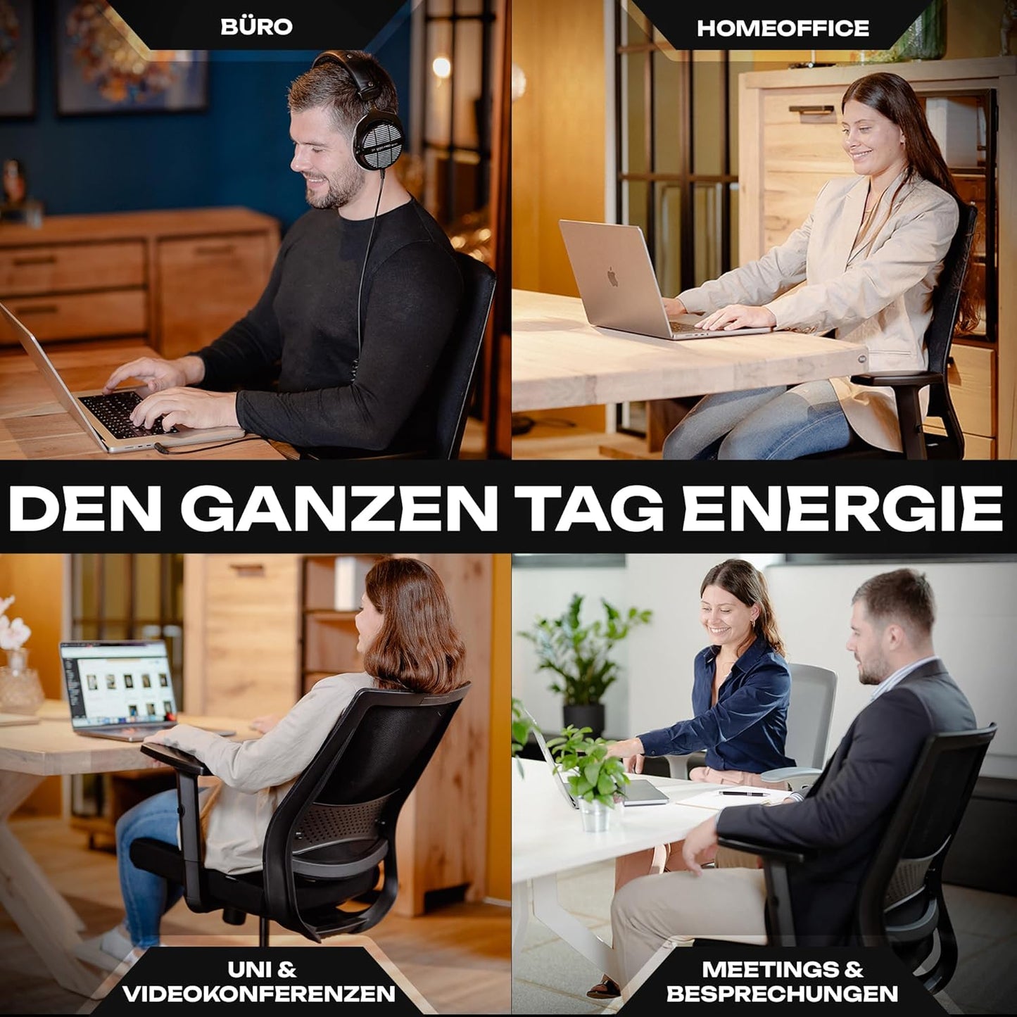 Ergonomischer Bürostuhl M2, M2 Armstütze (Schwarz)