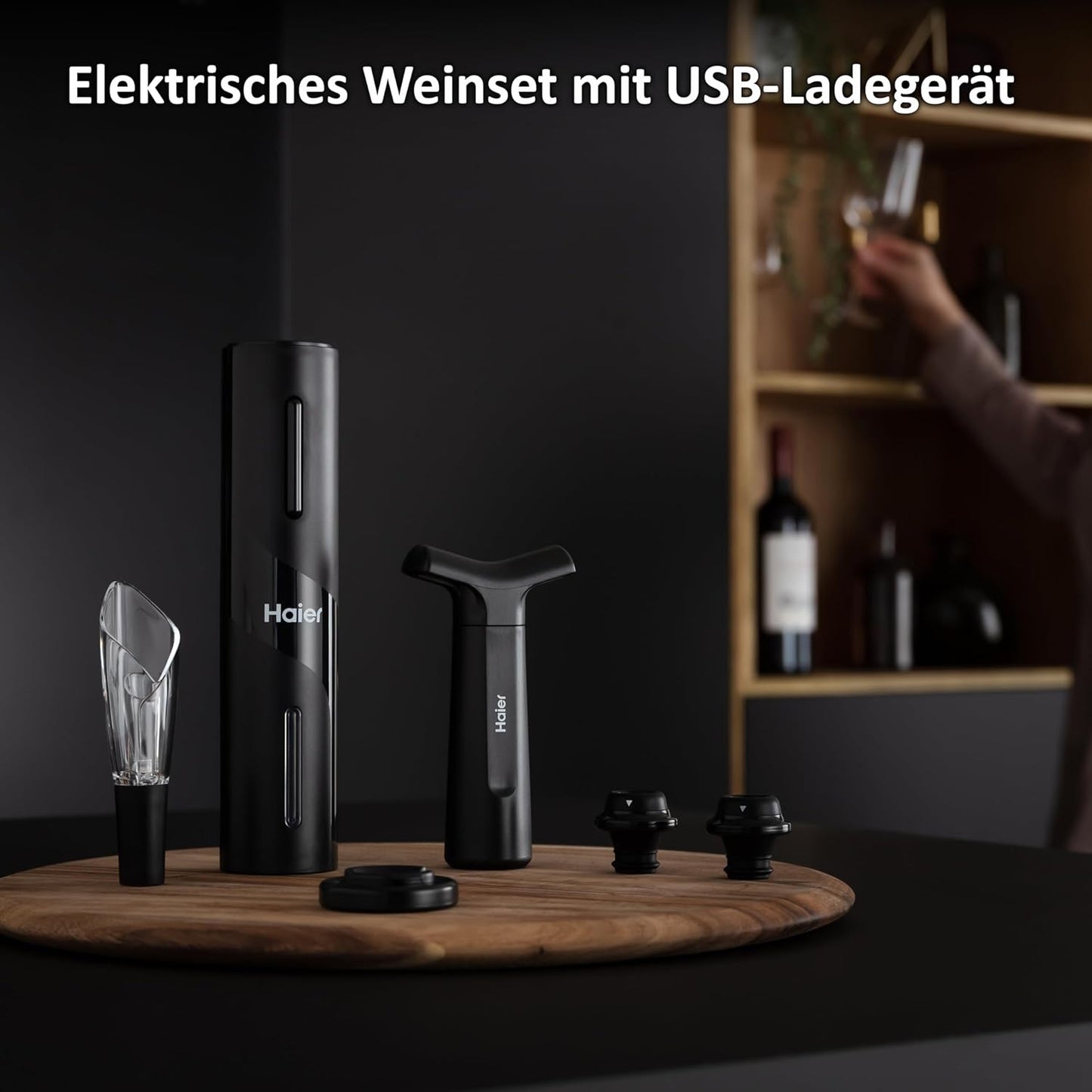 Weinöffner-Set mit Dekantieraufsatz, HAIER WINE ACCESSORIES - SET WITH USB RECHARGER