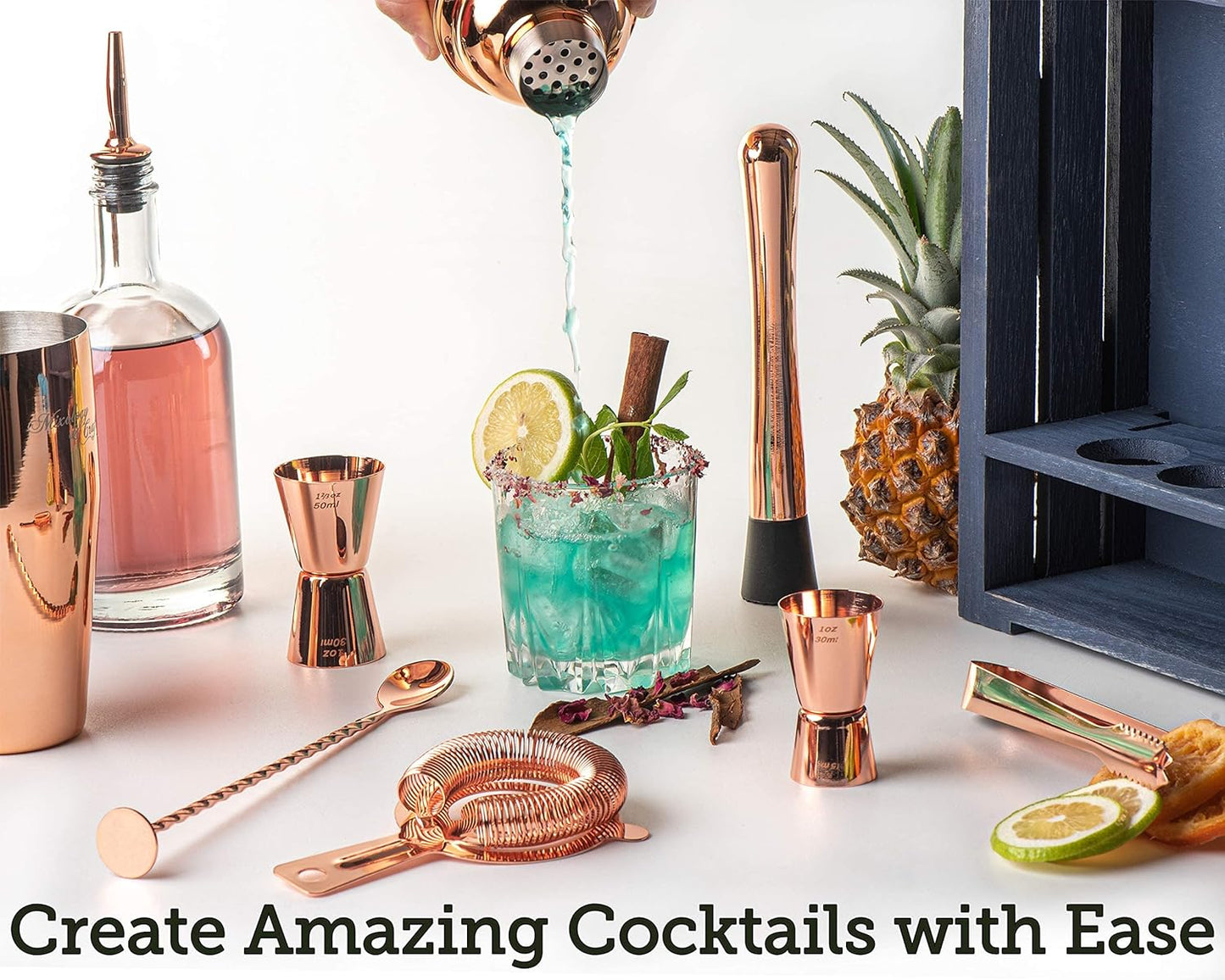 11-teiliges Cocktailshaker-Set, Kupfer