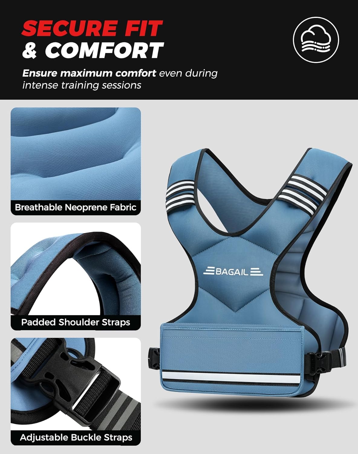 Einstellbare Gewichtsweste, Blau 1.8-4.5kg / 4-10lb
