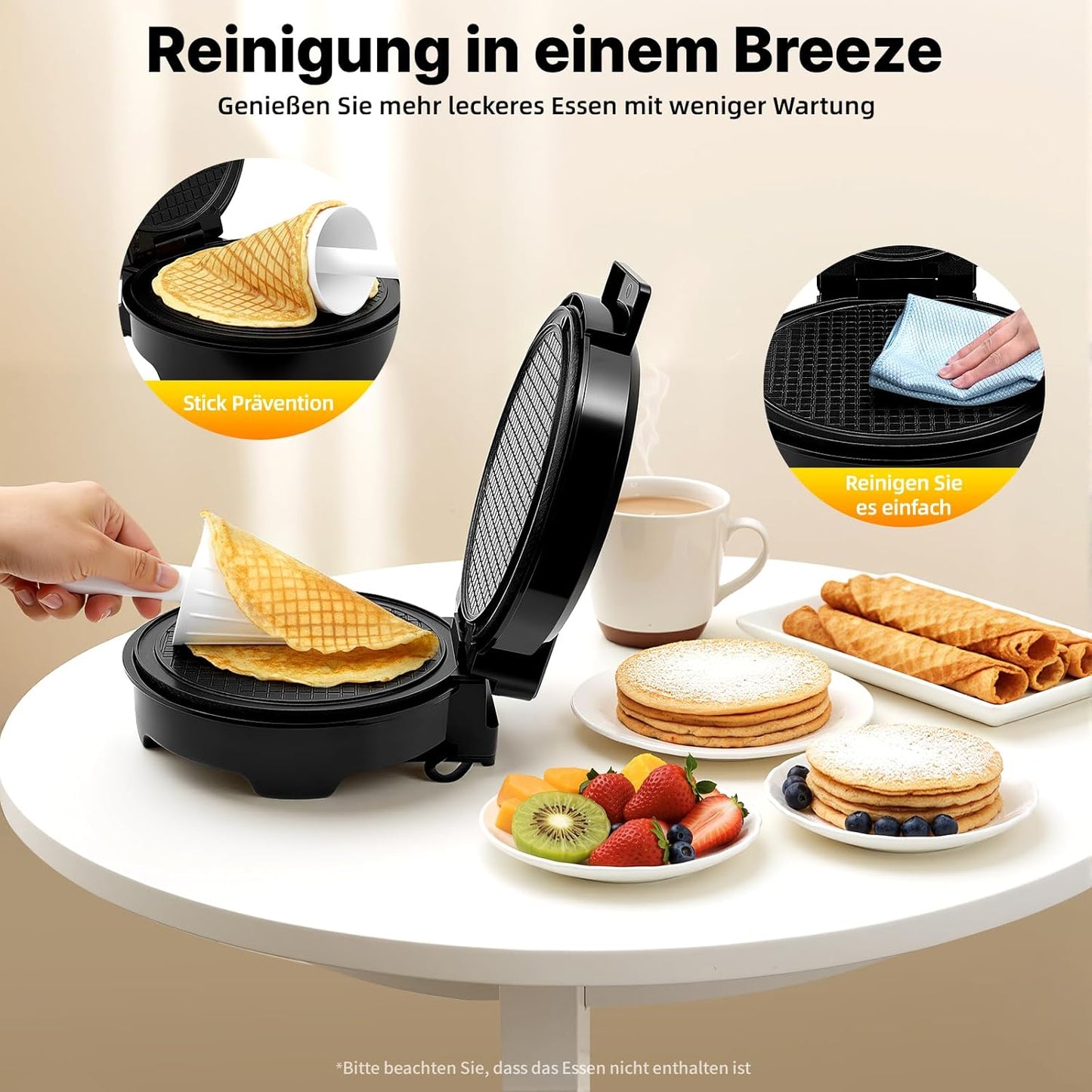 Eiswaffeleisen mit Waffelkegelroller