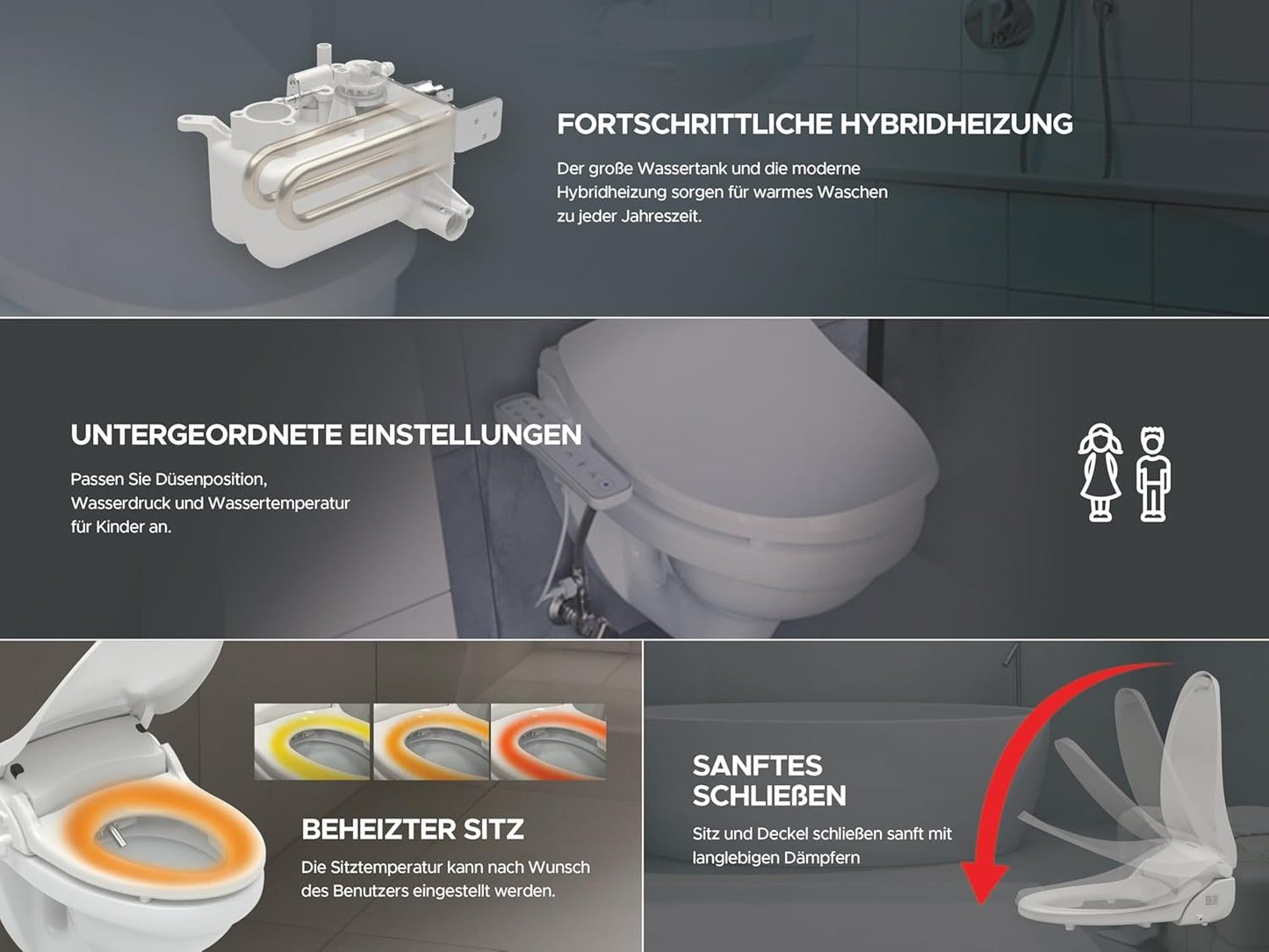 Elektronisches Bidet J430 mit seitlichem Bedienelement, J430 Standard