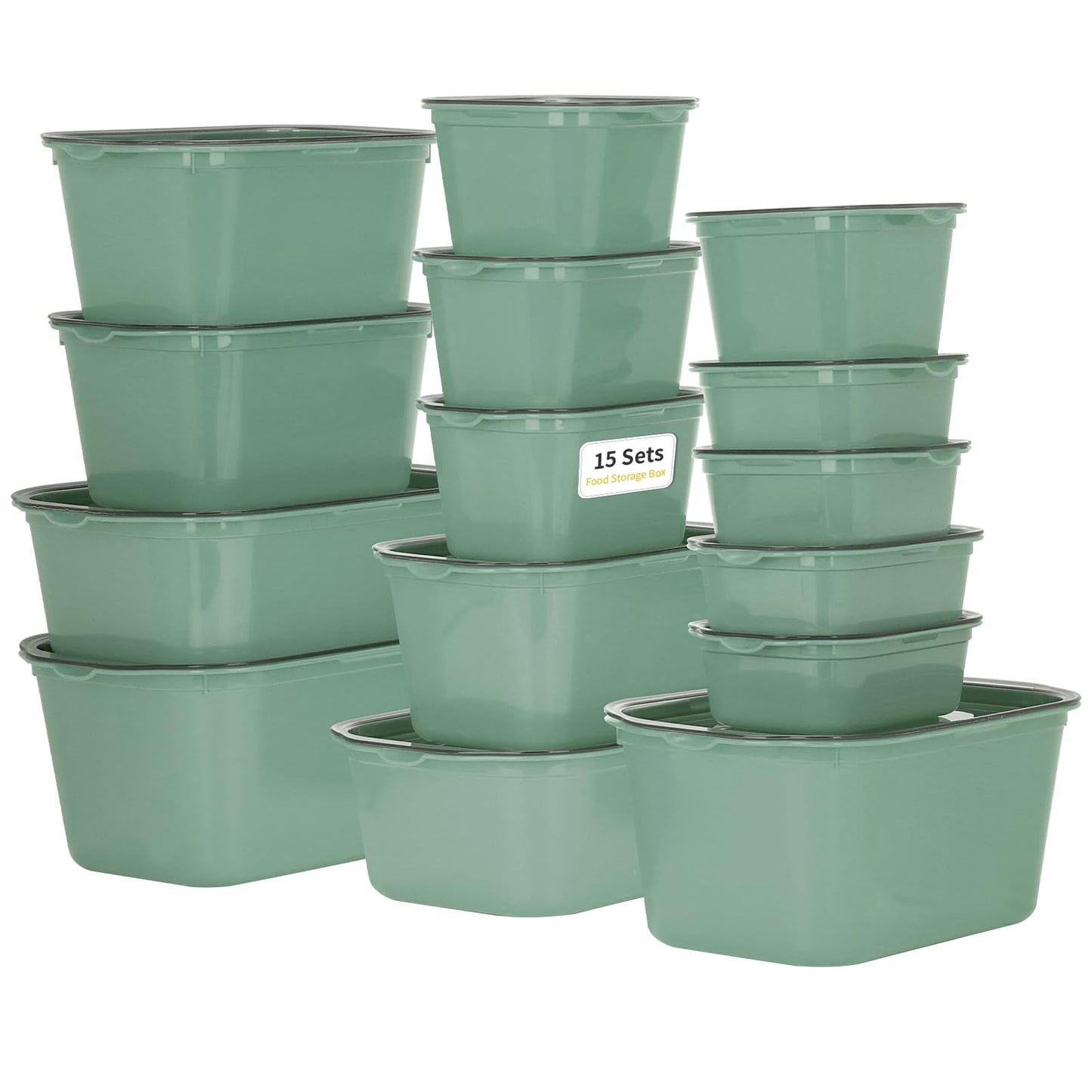 Frischhaltedosen-Set (15-teilig, BPA-frei), Grün Mehrere Grössen 15