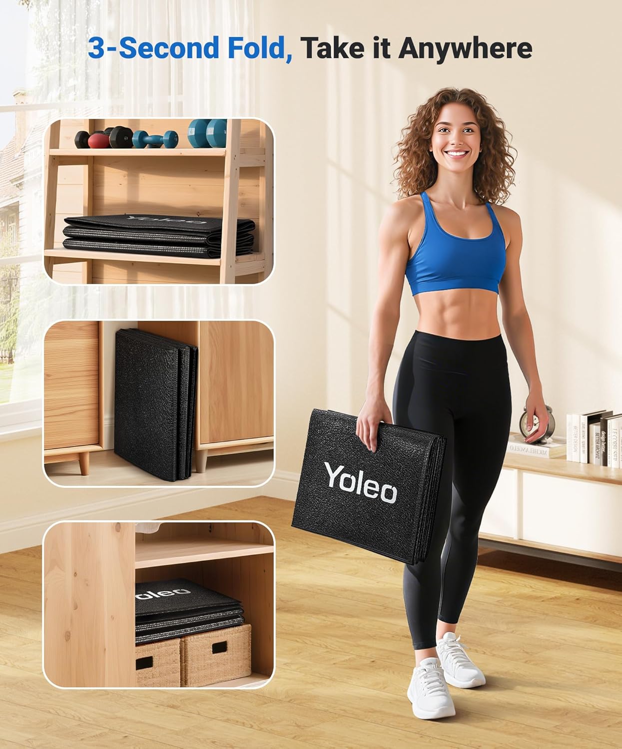 Faltbare Bodenschutzmatte für Fitnessgeräte 160x75 cm, Schwarz