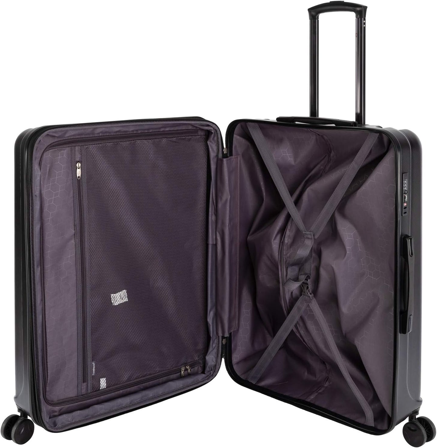 Erweiterbarer Hartschalen-Trolley Porto, Schwarz / Grosser Koffer