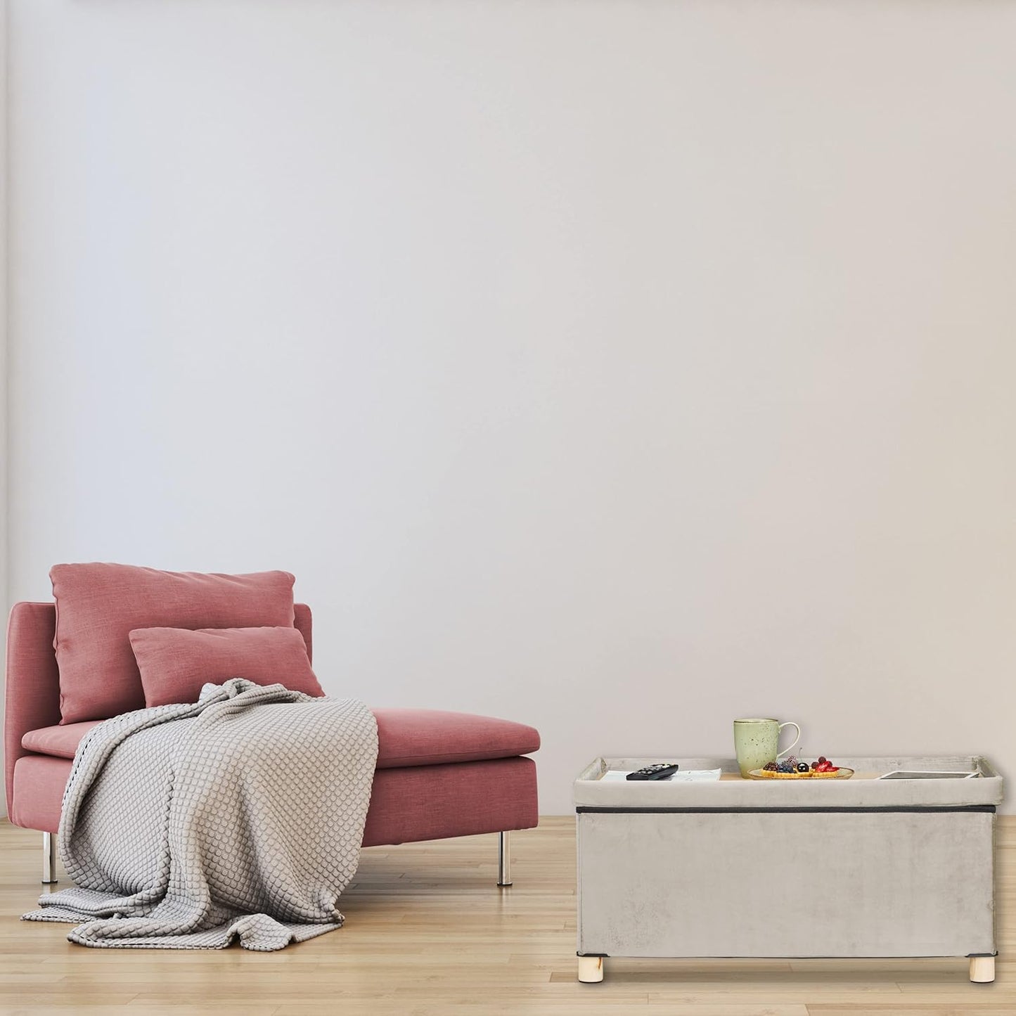 Sitzbank mit Stauraum, Creme