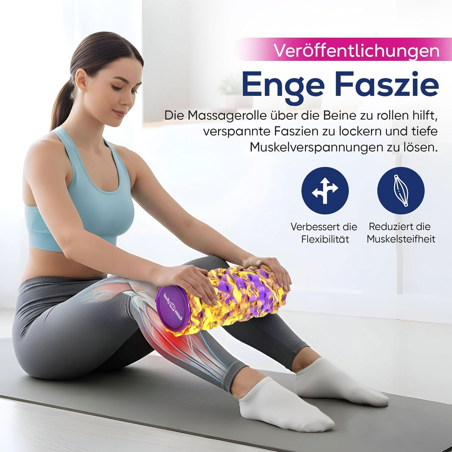 Faszienrolle für Massage und Fitness, Gelb-lila