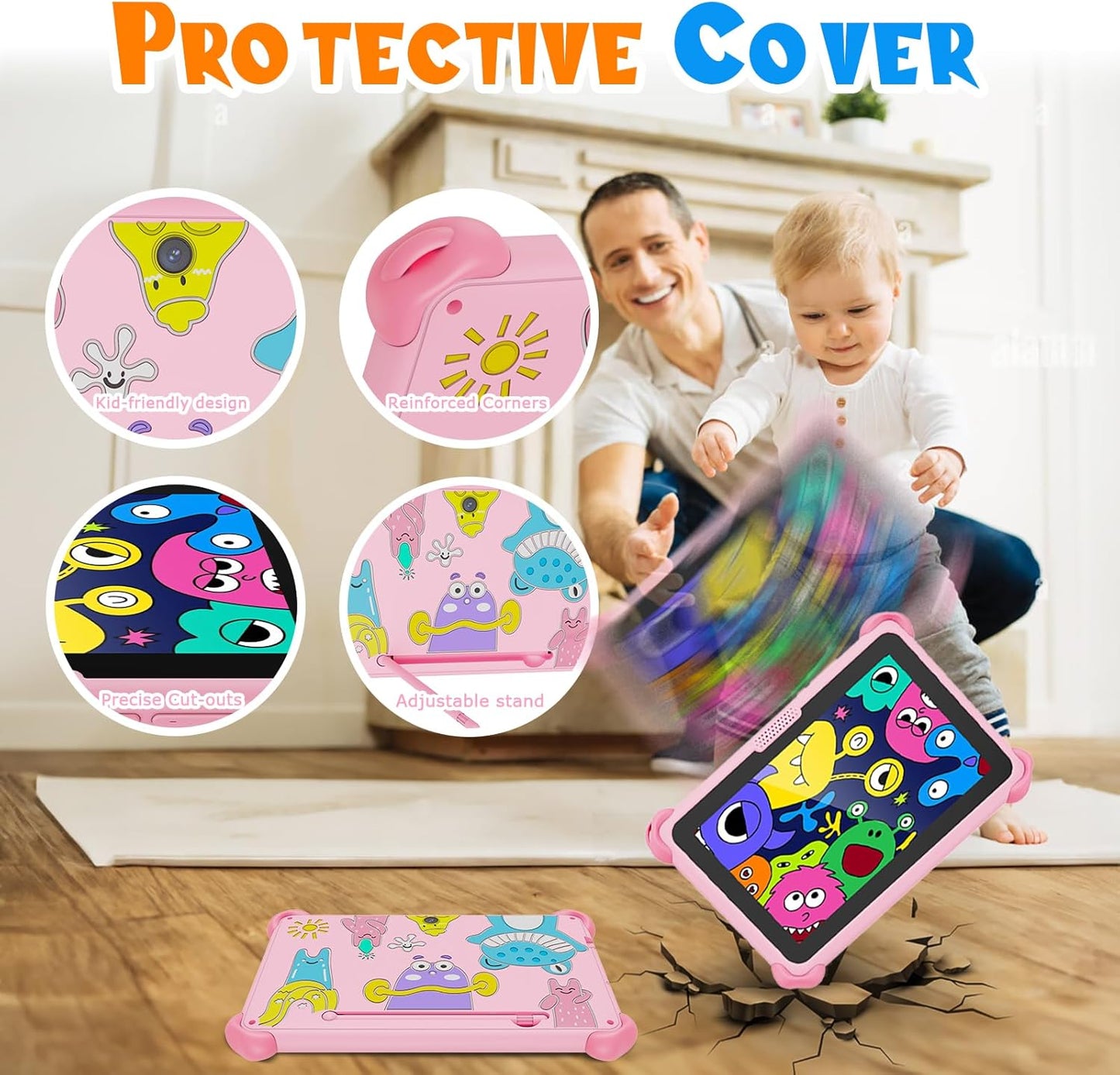 Kinder-Tablet mit Lern-Apps und Kindersicherung, Rosa