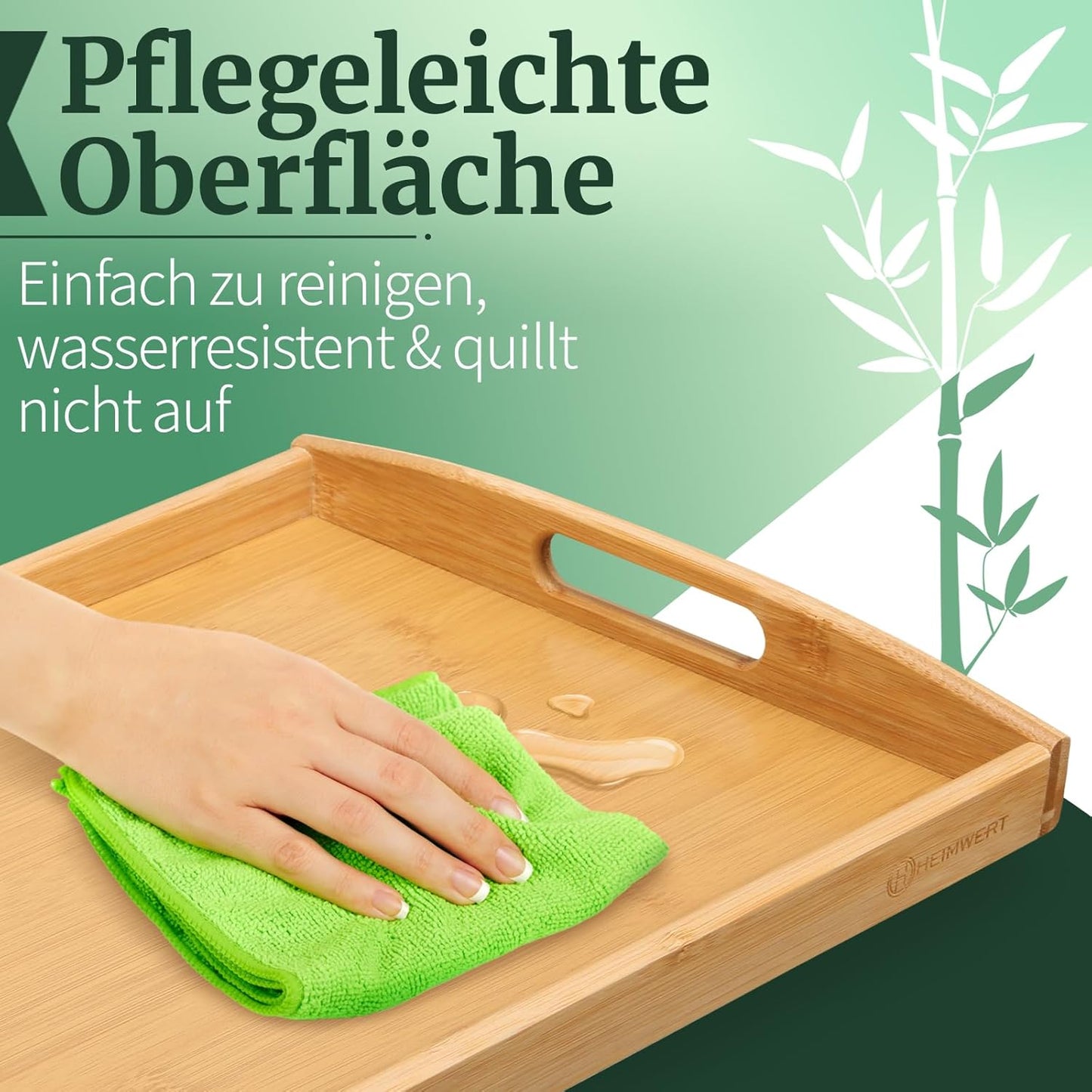 Serviertablett aus Bambus-Holz mit Griffen, Natur