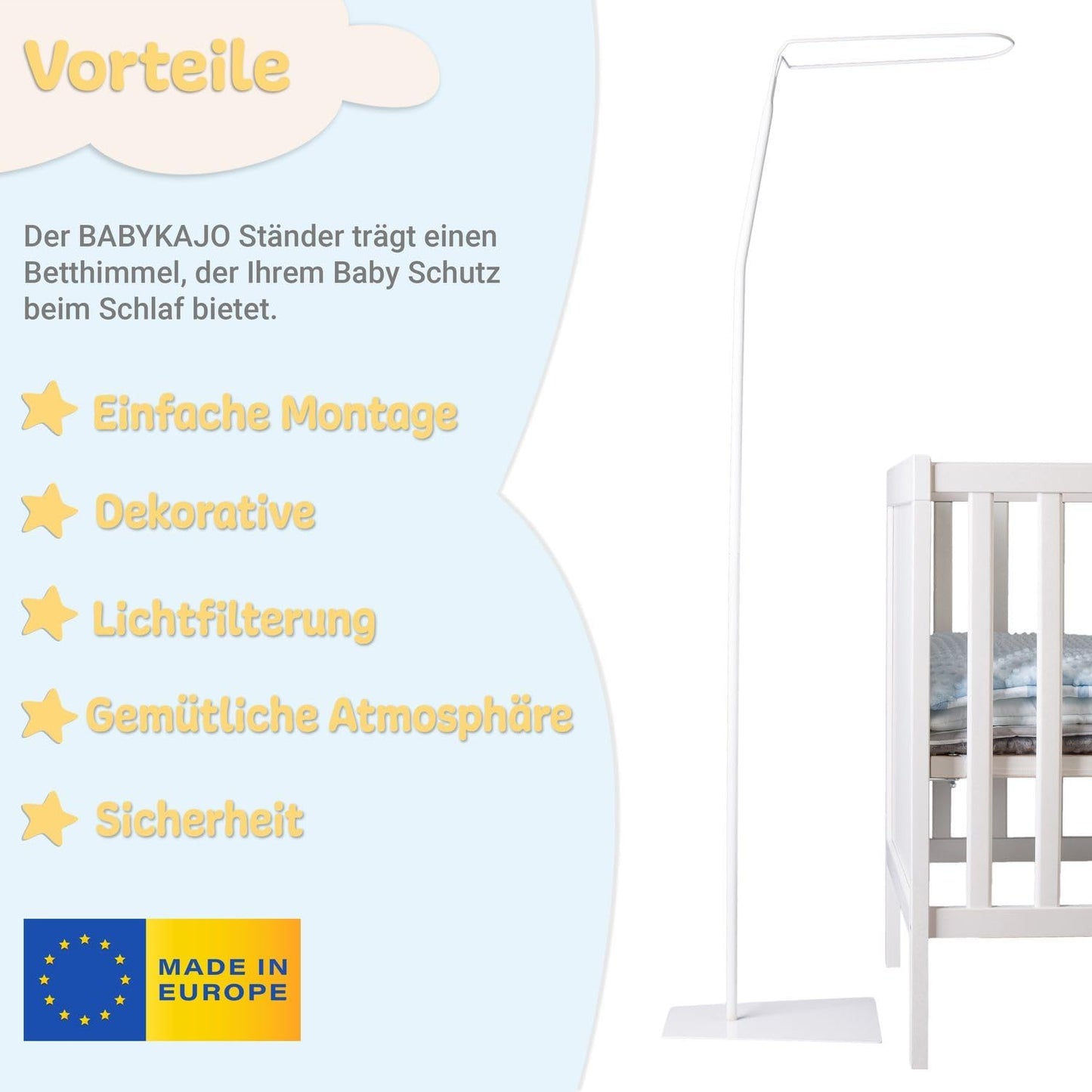 Freistehende Himmelstange für Babybetten, stehend stangen weiss
