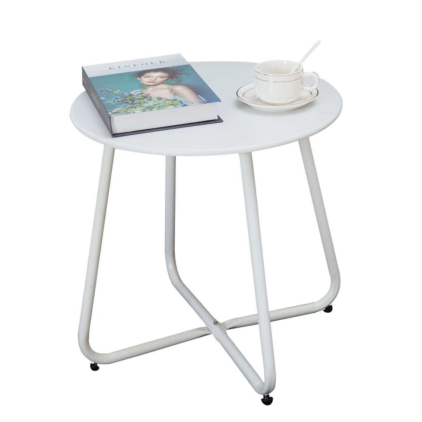 Kleiner Metall-Beistelltisch, Ø 45x45H cm Weiss