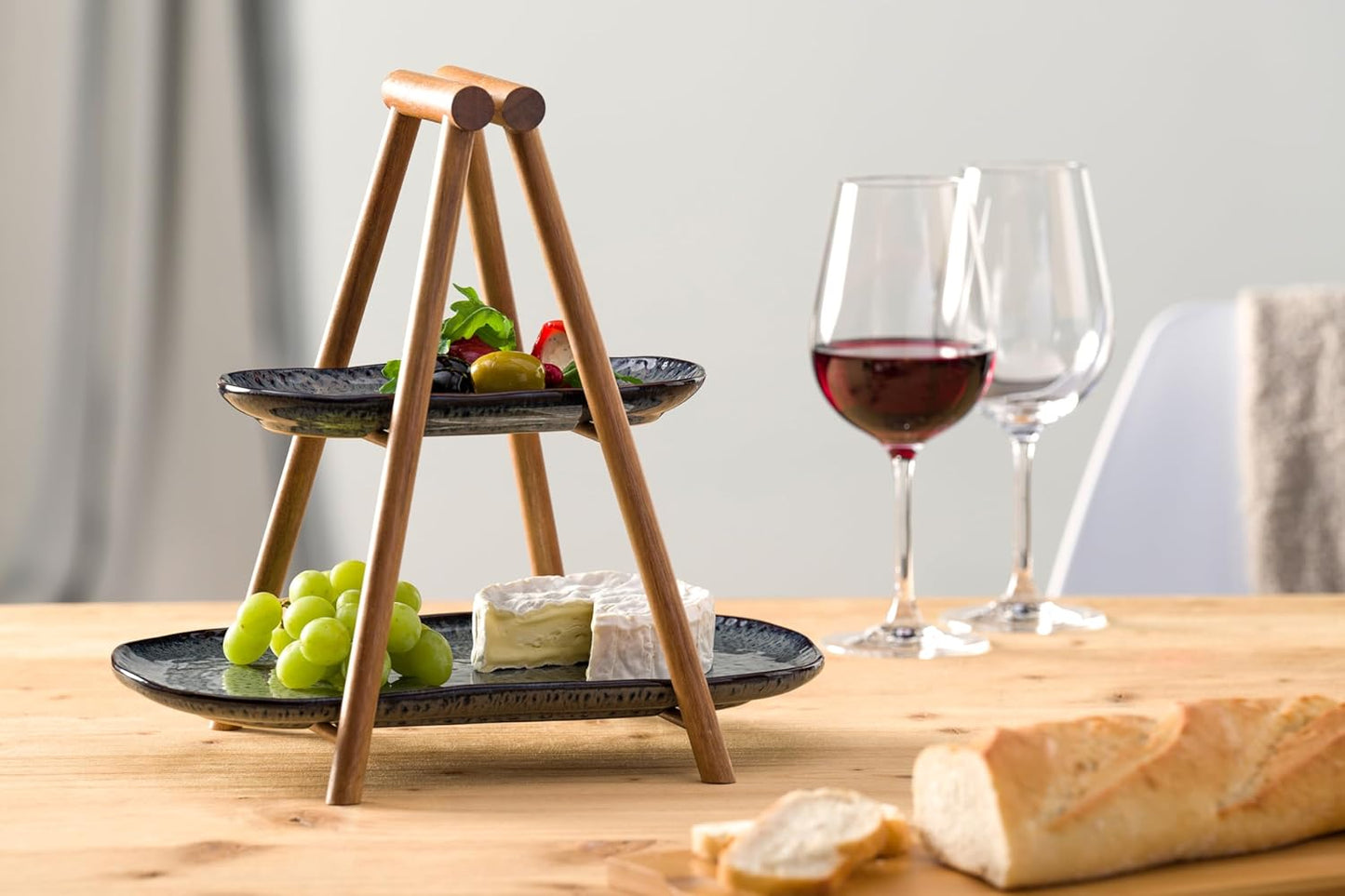 2-stöckige Etagere Matera, Anthrazit 33.6 x 8.2 x 24.5 cm Etagere