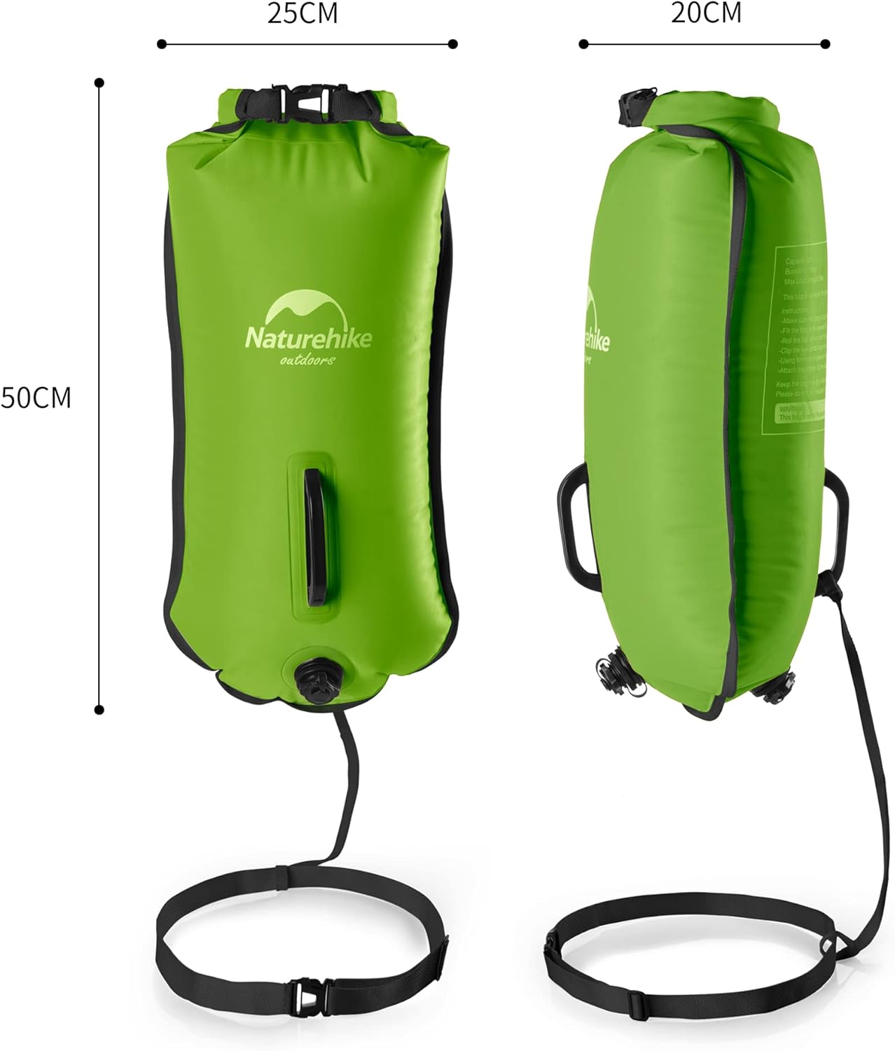 Schwimmboje mit verstellbarem Hüftgurt, Grün/18l