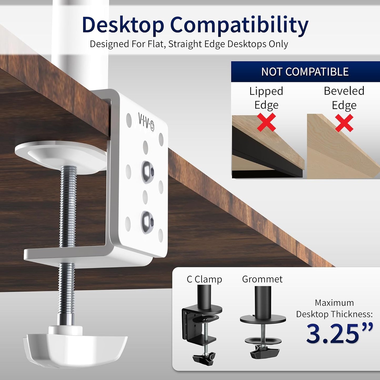 Doppel-Monitor-Tischhalterung für 13-30 Zoll Bildschirme, Weiss, 13" - 30"