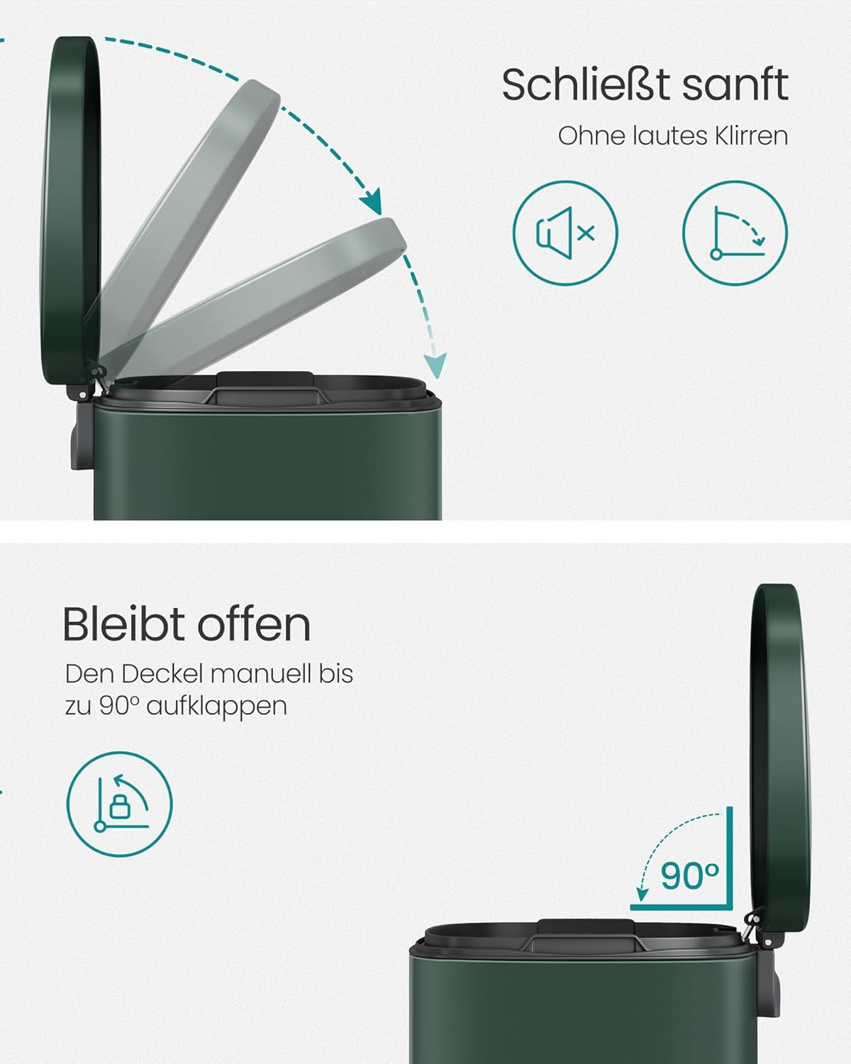 Treteimer LTB050C02 mit Softclose-Funktion, Vintagegrün 50 L