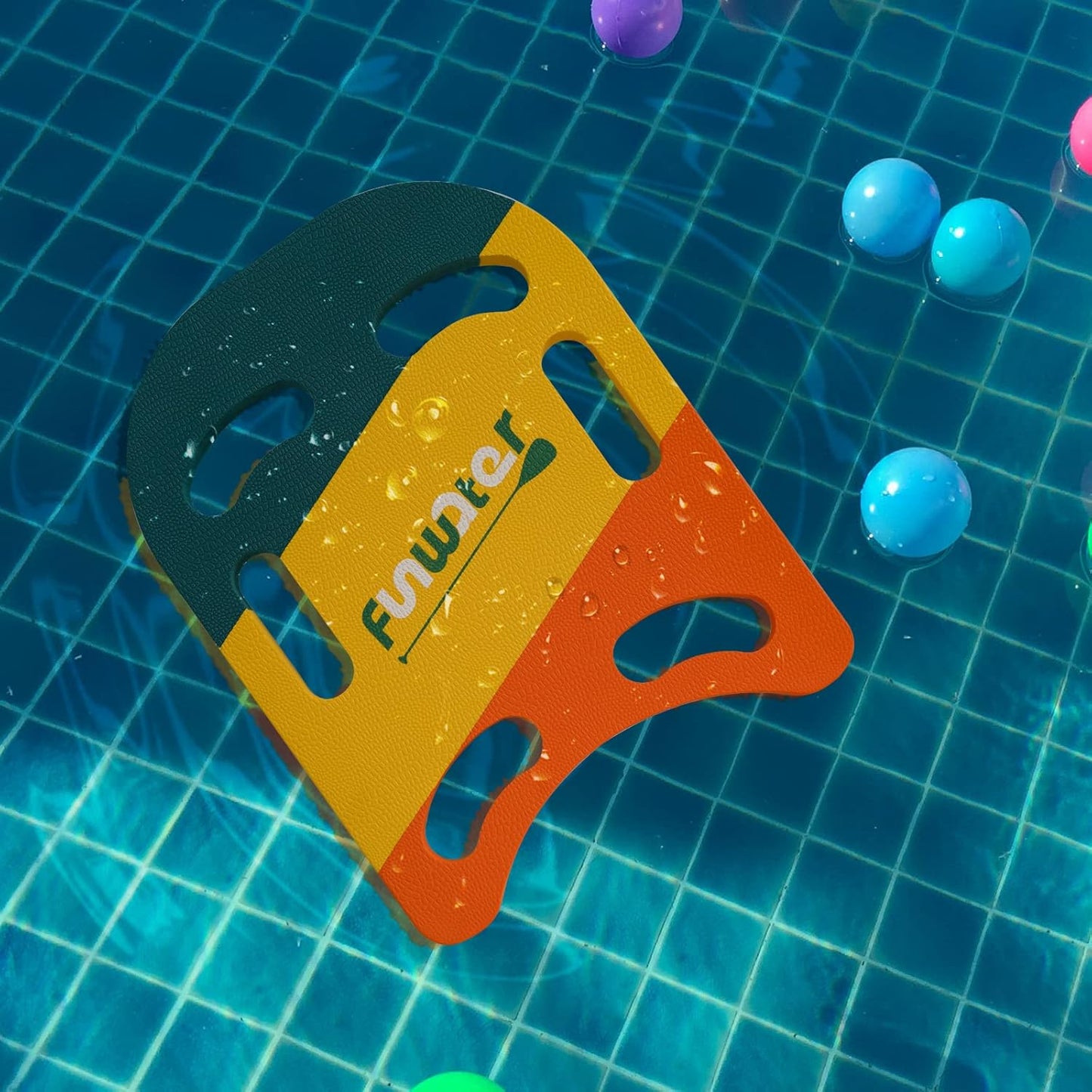 Dreifarbiges Schwimmbrett Kickboard, 47x37cm Rot-Gelb-Grün