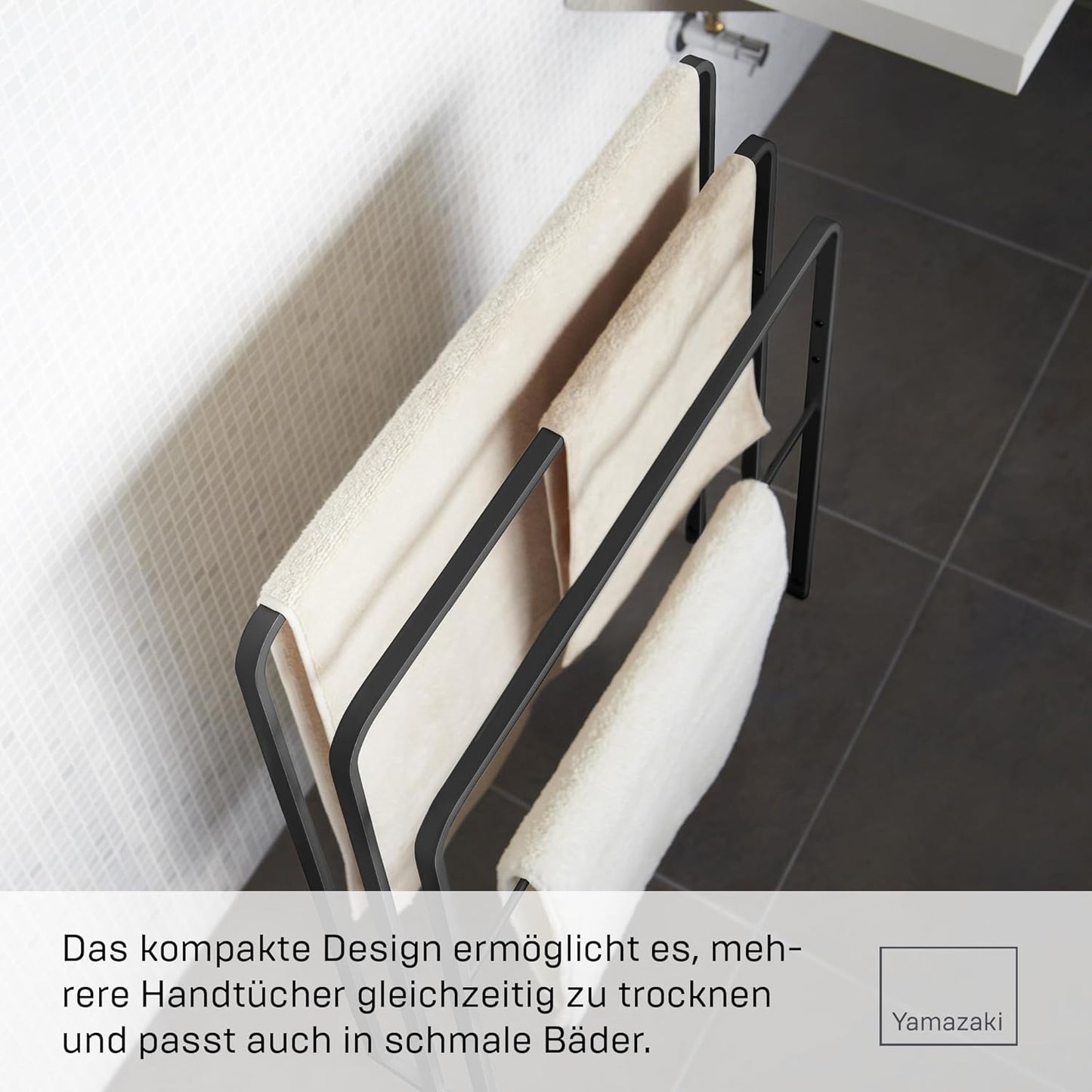 Handtuchständer mit 3 Stangen TOWER, Schwarz